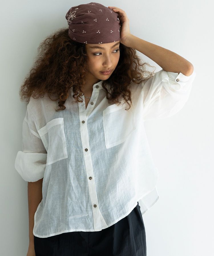 GARAGE OF GOOD CLOTHING「リネンポケット付きクロップドシャツ」|シャツ・ブラウス|