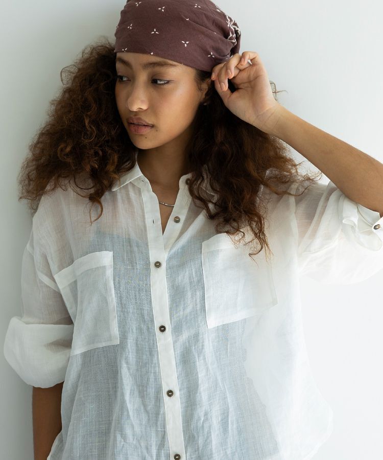 GARAGE OF GOOD CLOTHING「リネンポケット付きクロップドシャツ」|シャツ・ブラウス|