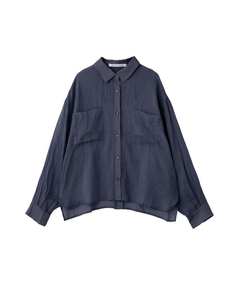 GARAGE OF GOOD CLOTHING「リネンポケット付きクロップドシャツ」|シャツ・ブラウス|Navy