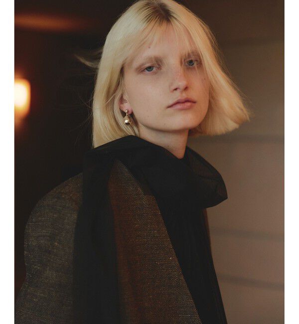 allureville「リネンウールダブルブレストジャケット」|ノーカラージャケット|