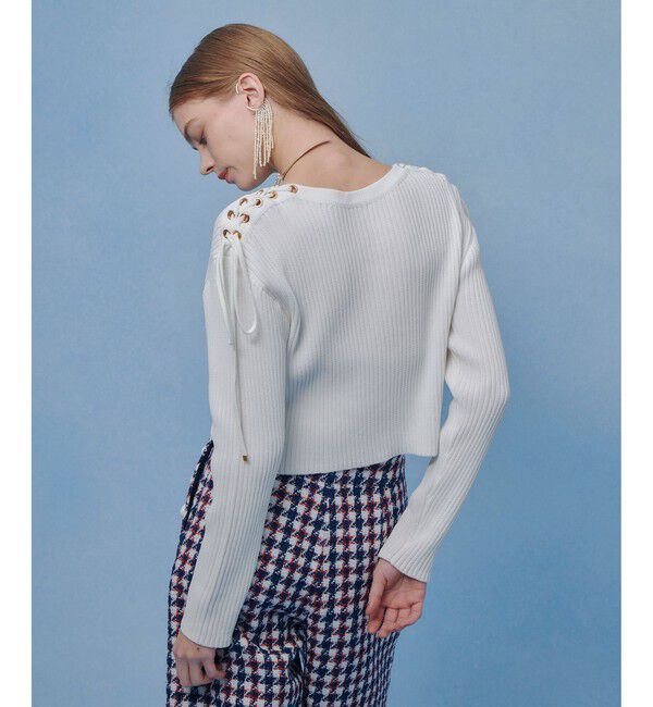 LOULOU WILLOUGHBY「【LOULOU WILLOUGHBY】レースアップショルダープルオーバー」|ニット・セーター|