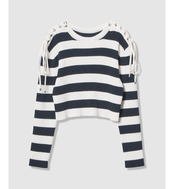 LOULOU WILLOUGHBY「【LOULOU WILLOUGHBY】レースアップショルダープルオーバー」|ニット・セーター|