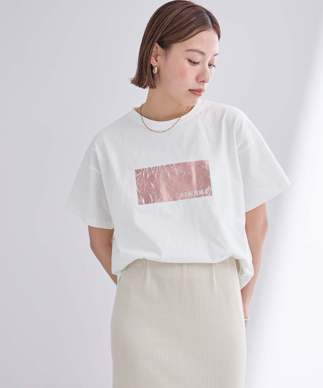 ur's「箔プリントTシャツ」|Tシャツ・カットソー|
