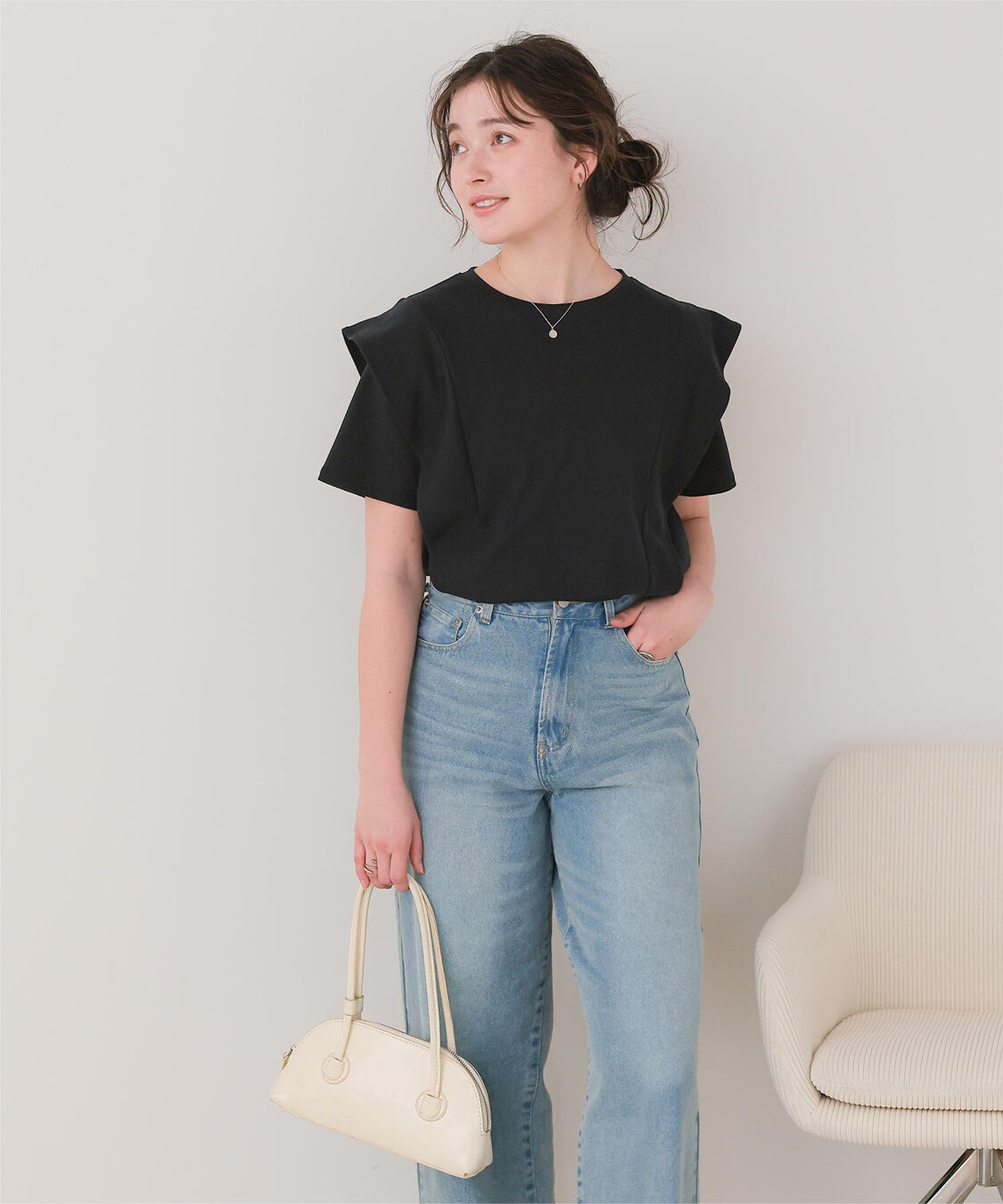 titivate「汗染み防止ラッフルスリーブTシャツ」|Tシャツ・カットソー|