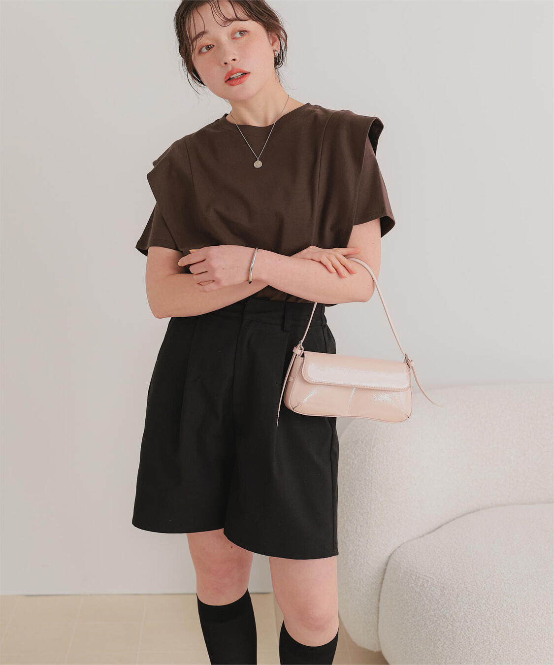 titivate「汗染み防止ラッフルスリーブTシャツ」|Tシャツ・カットソー|