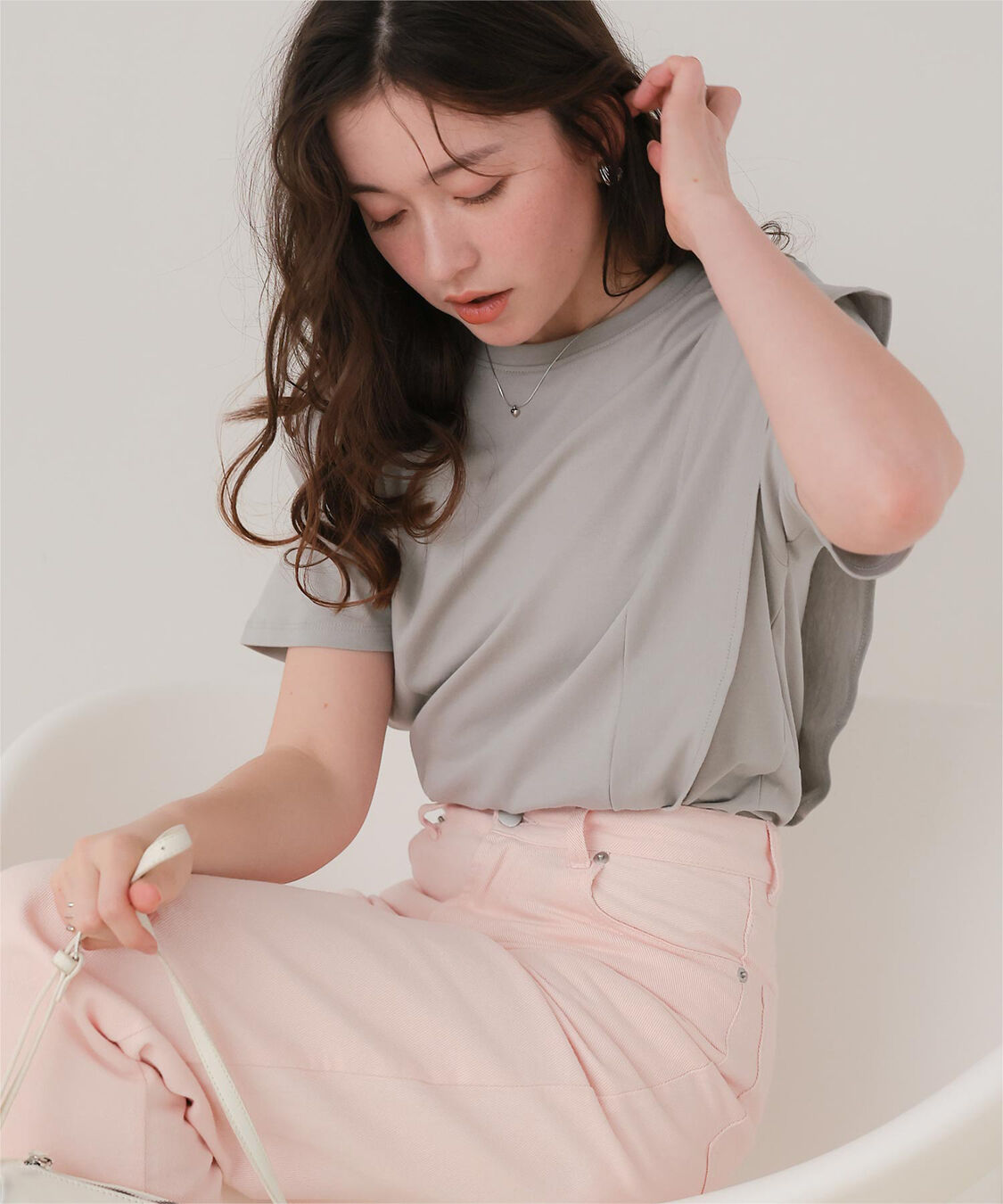 titivate「汗染み防止ラッフルスリーブTシャツ」|Tシャツ・カットソー|