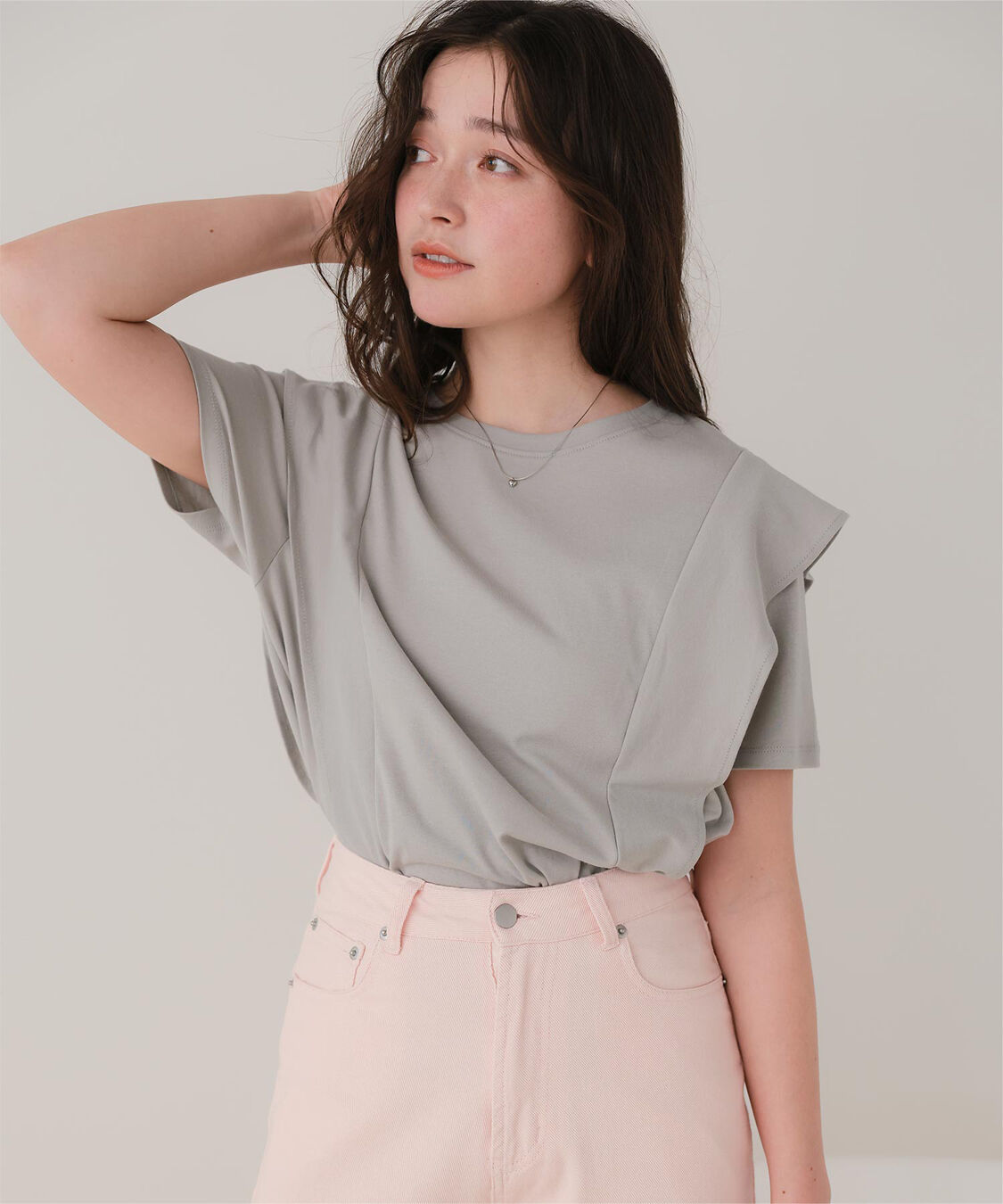 titivate「汗染み防止ラッフルスリーブTシャツ」|Tシャツ・カットソー|