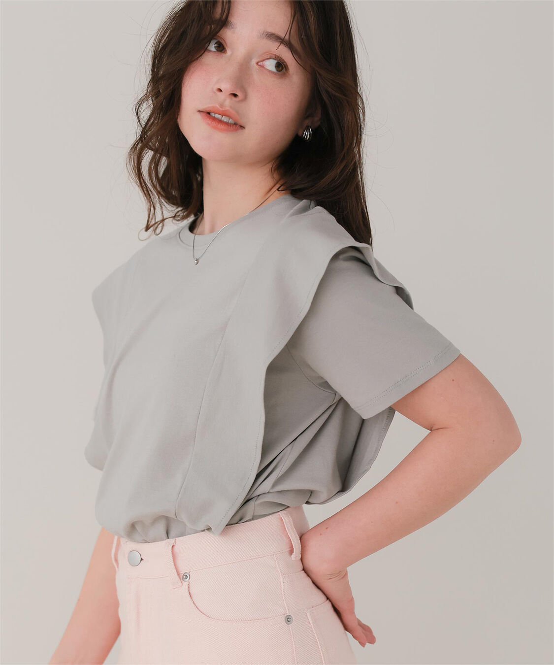 titivate「汗染み防止ラッフルスリーブTシャツ」|Tシャツ・カットソー|