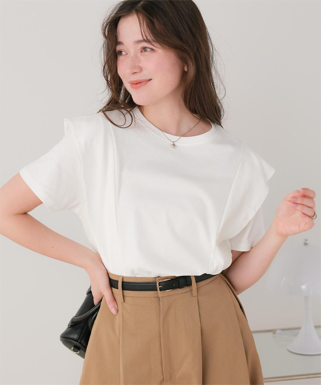 titivate「汗染み防止ラッフルスリーブTシャツ」|Tシャツ・カットソー|