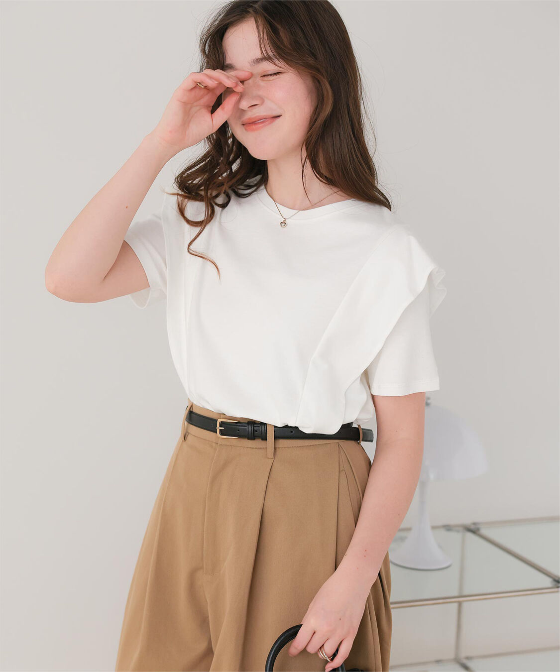 titivate「汗染み防止ラッフルスリーブTシャツ」|Tシャツ・カットソー|