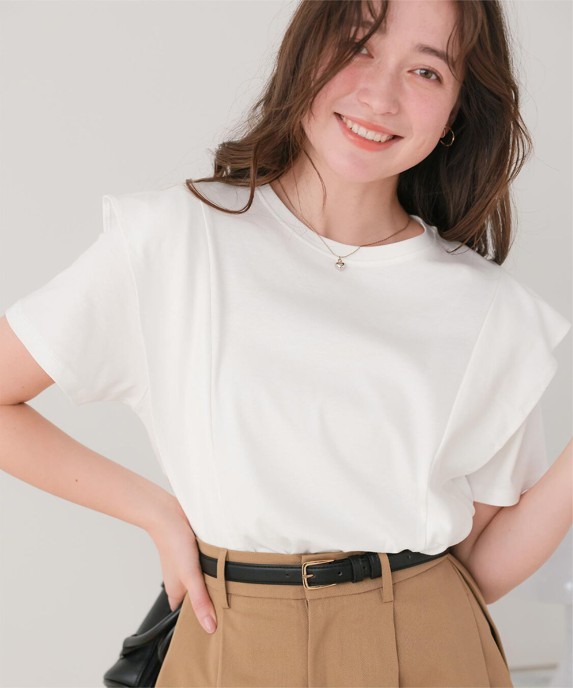 titivate「汗染み防止ラッフルスリーブTシャツ」|Tシャツ・カットソー|