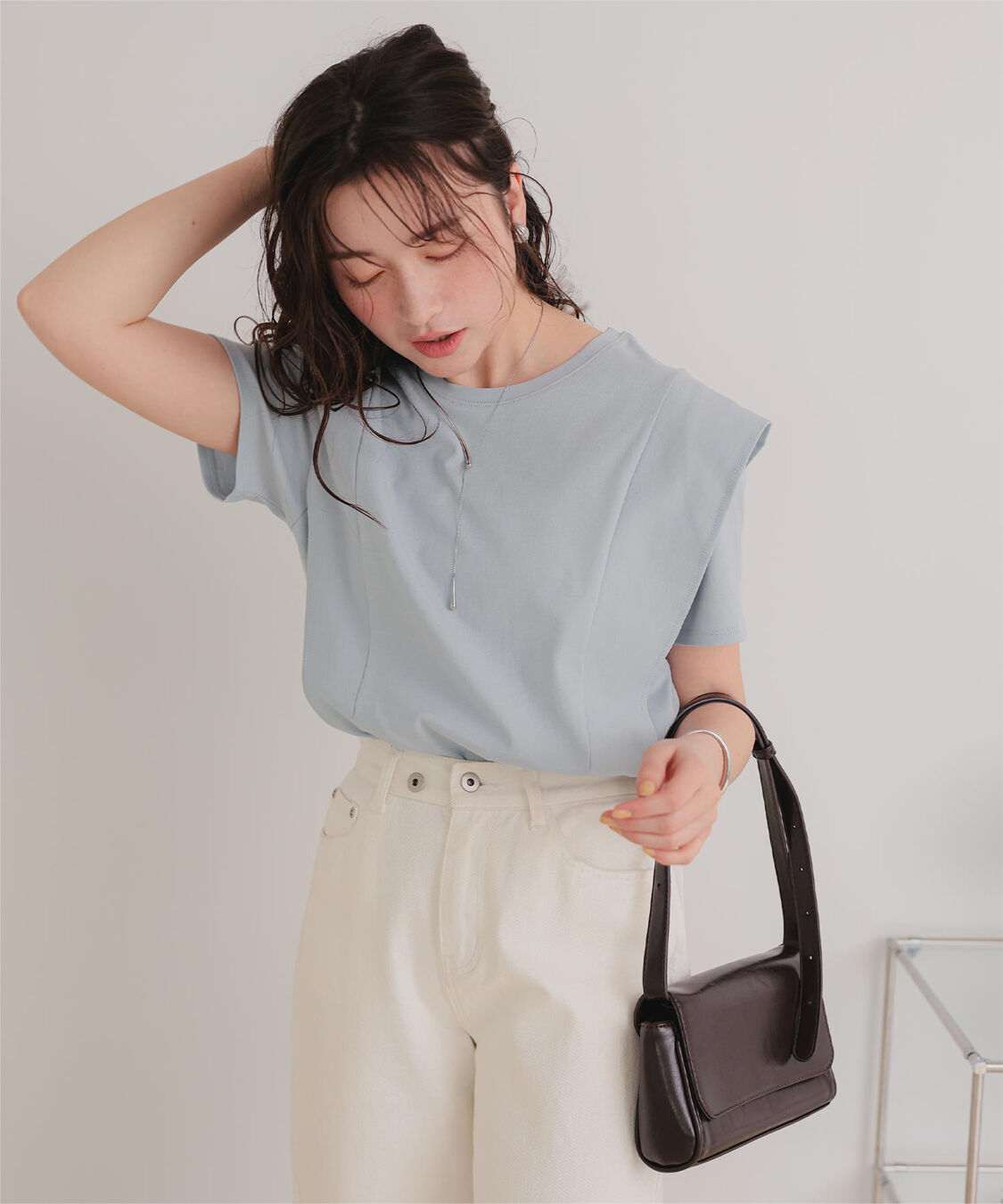 titivate「汗染み防止ラッフルスリーブTシャツ」|Tシャツ・カットソー|