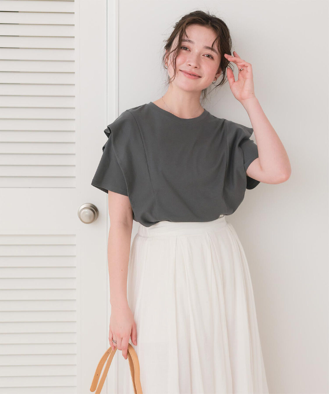 titivate「汗染み防止ラッフルスリーブTシャツ」|Tシャツ・カットソー|