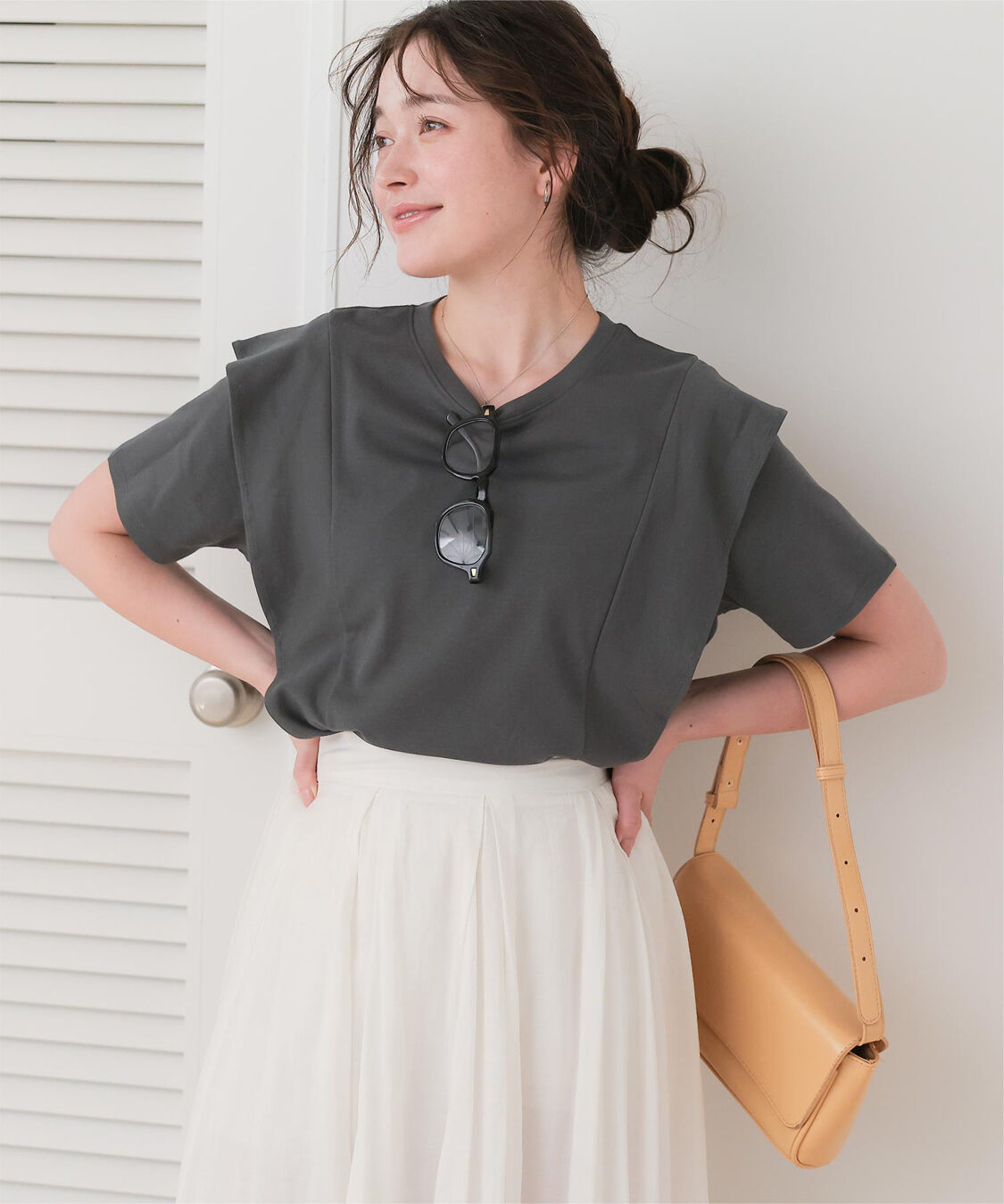 titivate「汗染み防止ラッフルスリーブTシャツ」|Tシャツ・カットソー|