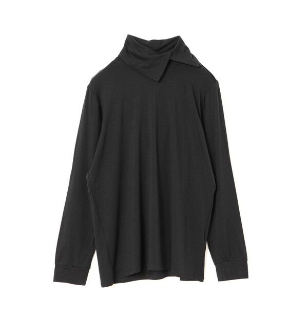 mizuiro ind「mizuiro ind アシンメトリーシャツプルオーバー」|Tシャツ・カットソー|ブラック