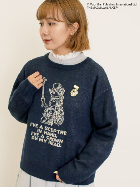 Samansa Mos2「【Alice&times;Samansa Mos2】ジャカードニット」|ニット・セーター|ネイビー