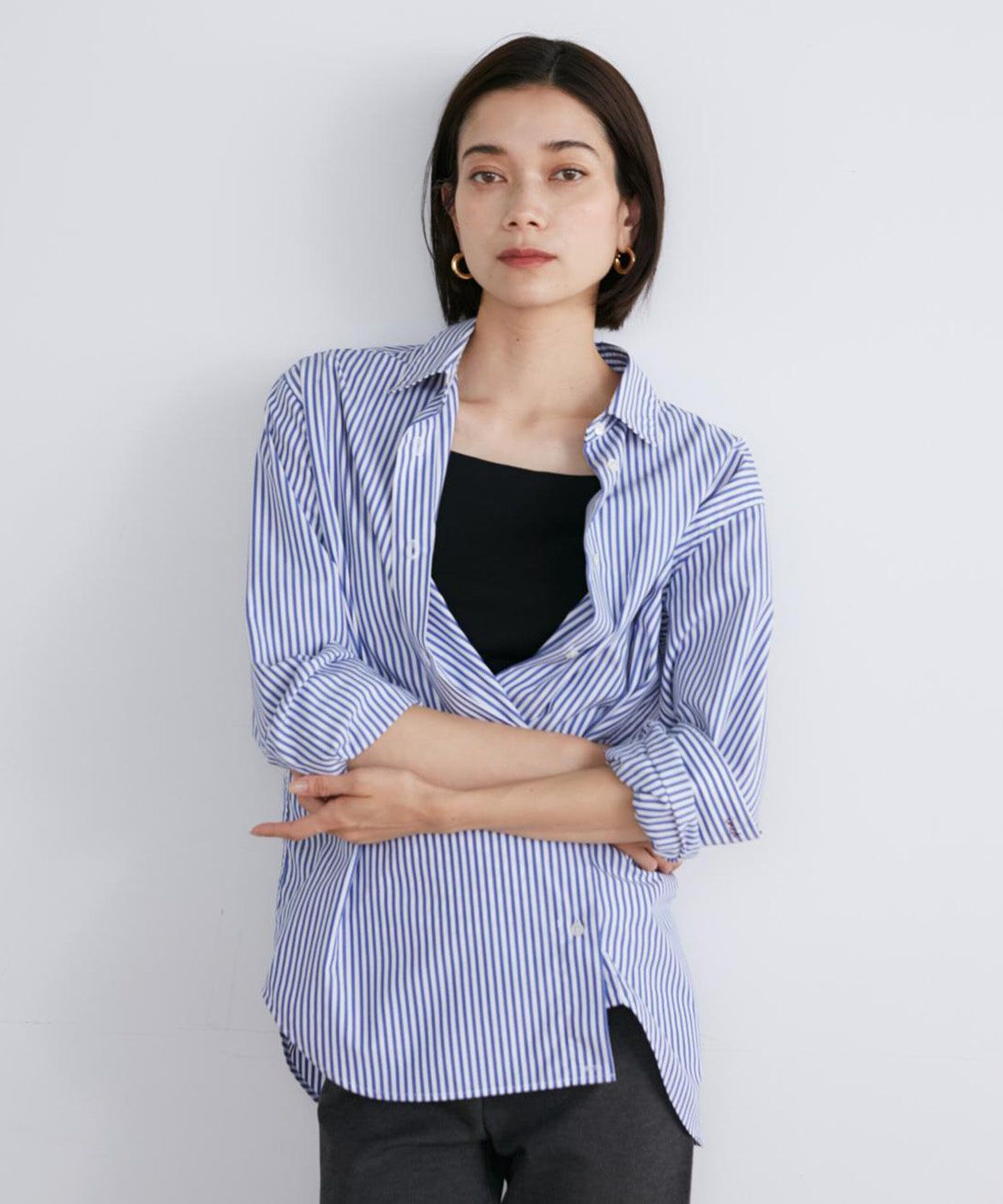 INED「オーバーサイズストライプシャツ」|シャツ・ブラウス|