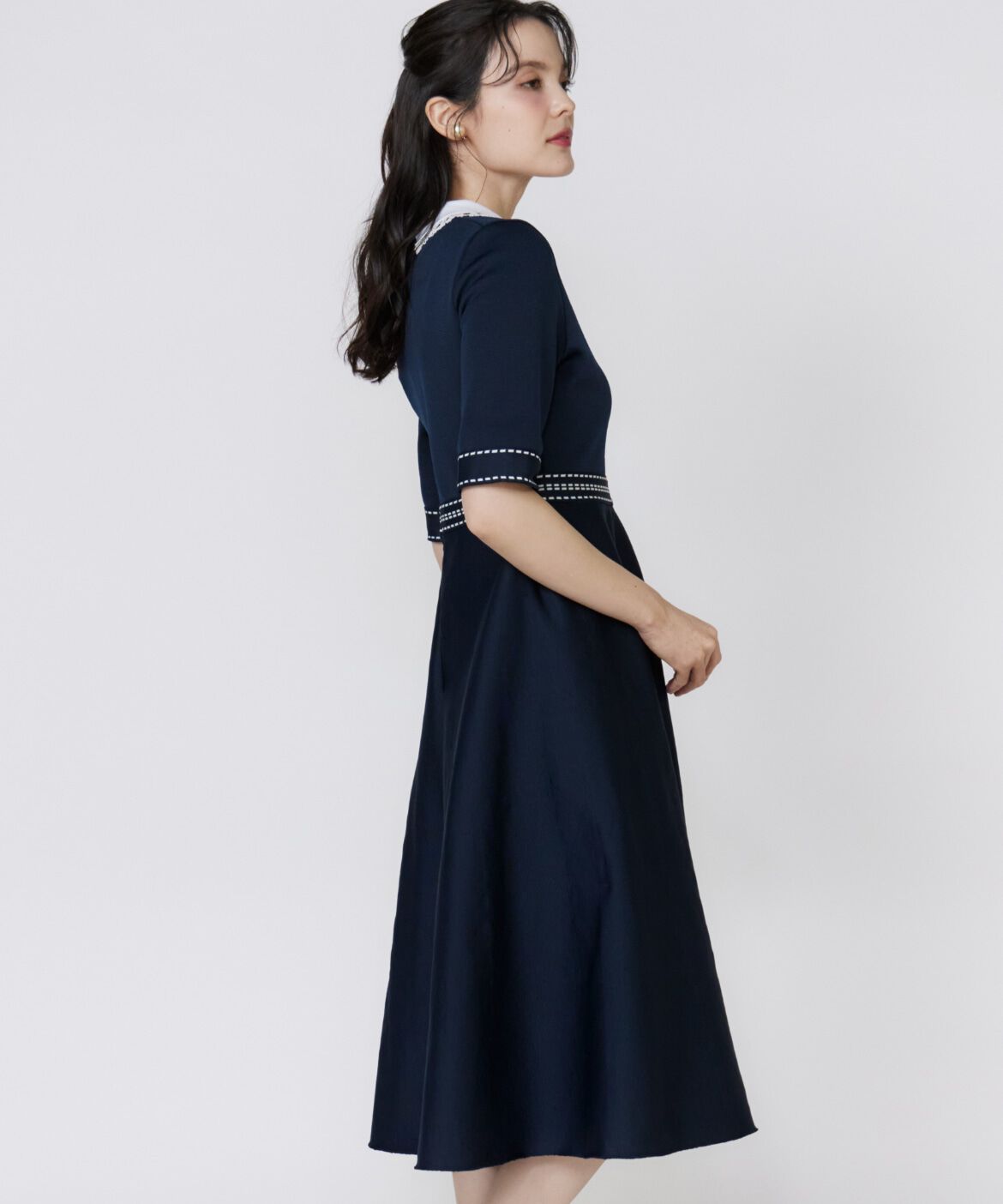 Maglie le cassetto「《大きいサイズ》レース衿ニットワンピース《M Maglie le cassetto》」|ワンピース|