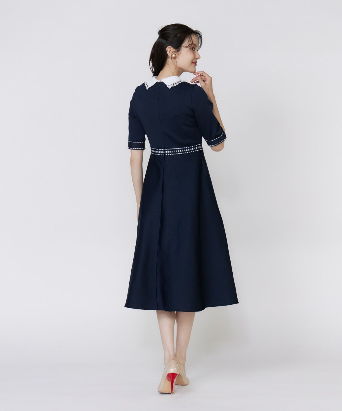 Maglie le cassetto「《大きいサイズ》レース衿ニットワンピース《M Maglie le cassetto》」|ワンピース|