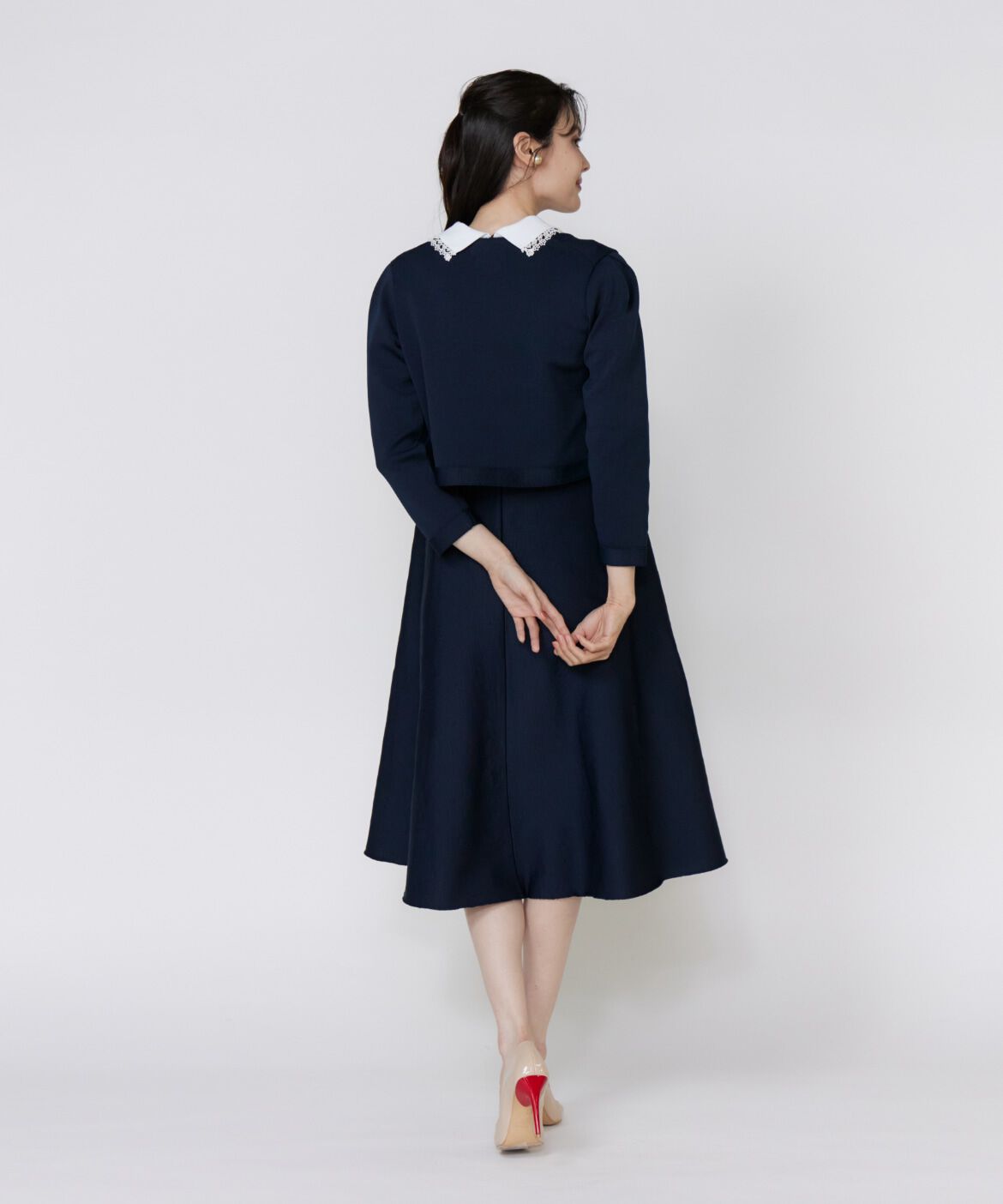 Maglie le cassetto「《大きいサイズ》レース衿ニットワンピース《M Maglie le cassetto》」|ワンピース|