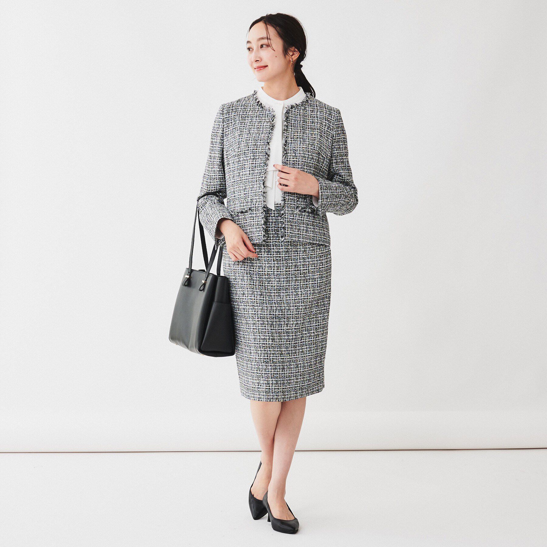 UNTITLED「【入卒/セレモニー/通勤】ラメツイード ノーカラージャケット」|ノーカラージャケット|