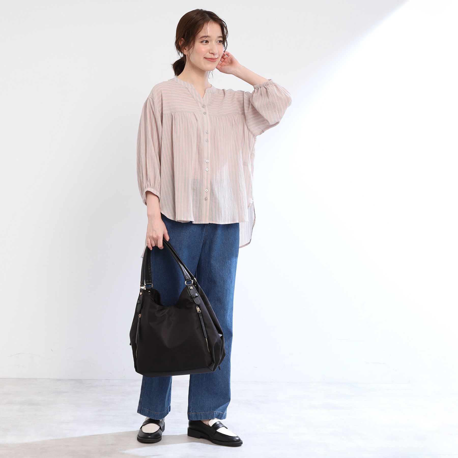 Reflect「【手洗い可／羽織りでも◎】ストライプブラウス」|シャツ・ブラウス|