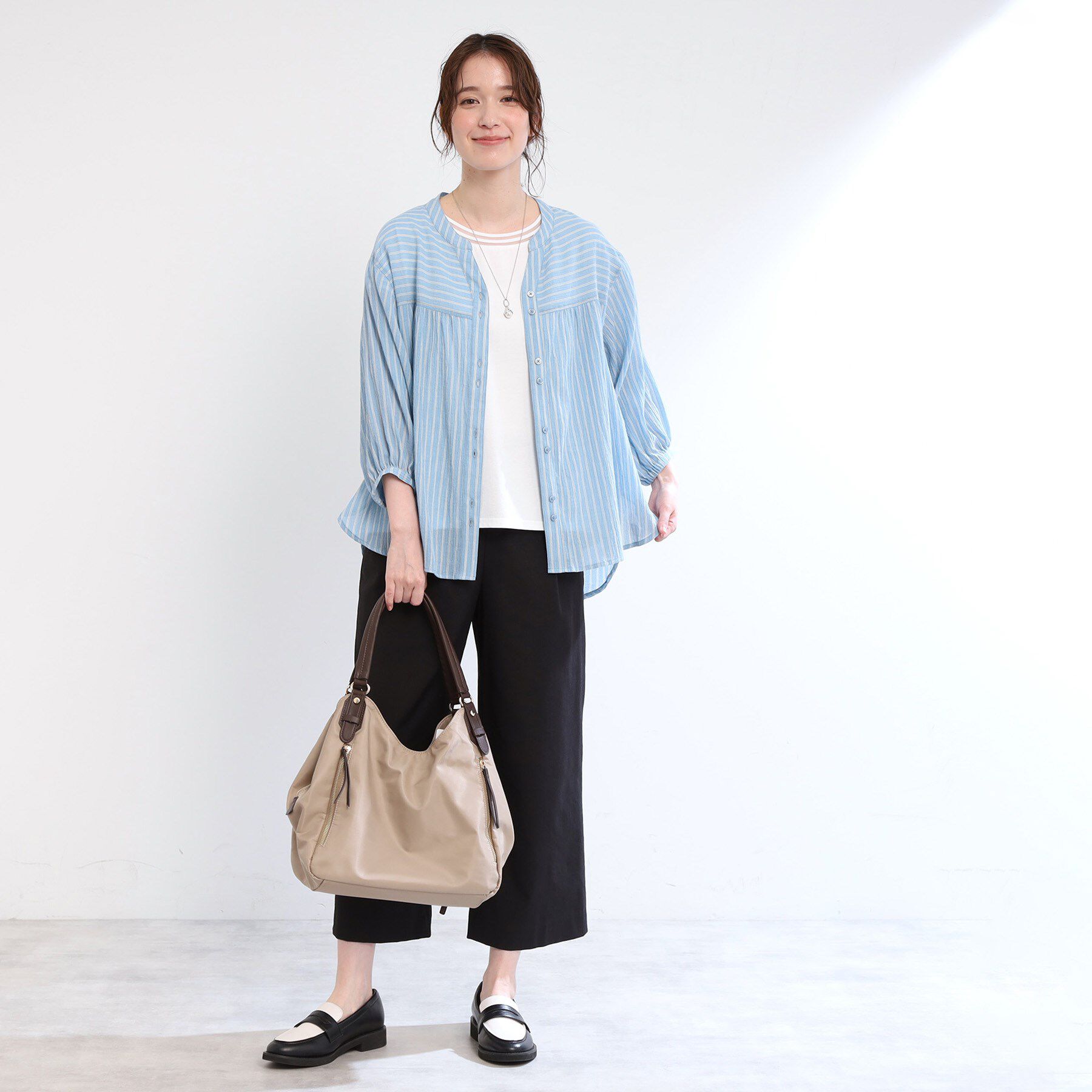 Reflect「【手洗い可／羽織りでも◎】ストライプブラウス」|シャツ・ブラウス|