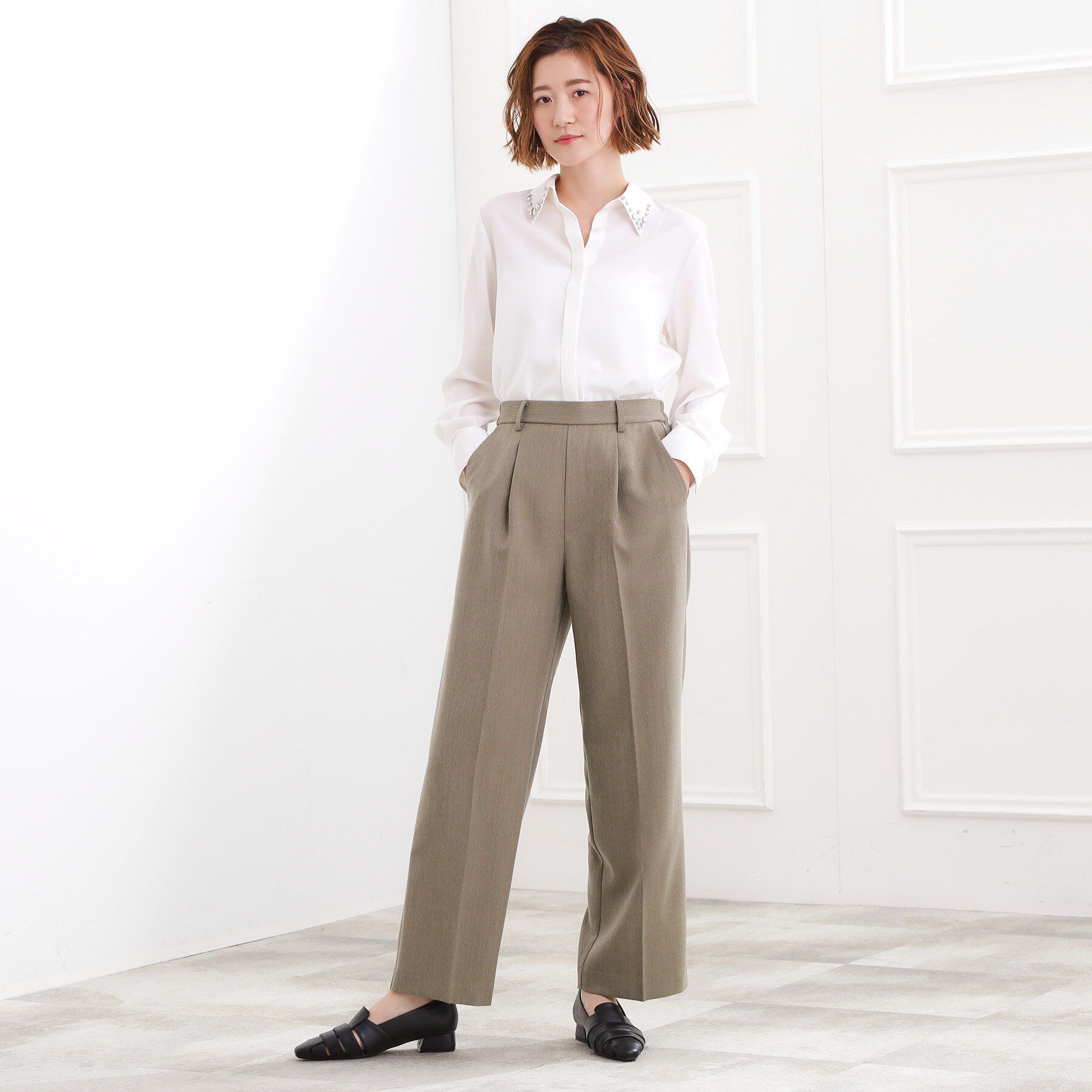 grove「スタイリングが上品に決まる、ウールライクワイドパンツ」|その他|