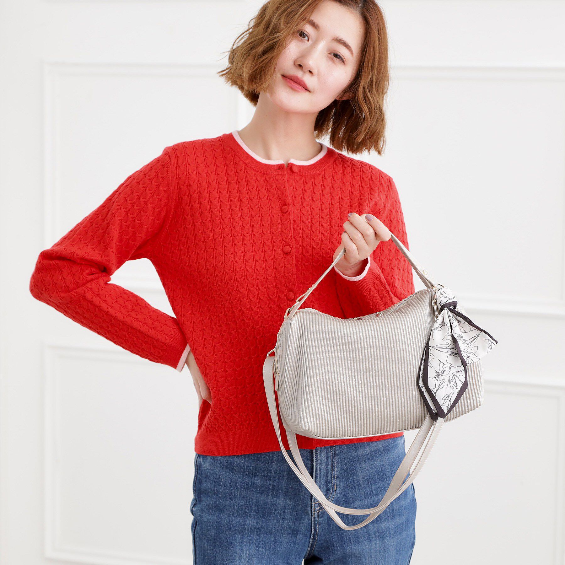 grove「プリーツチェーンスカーフショルダー」|ショルダー・メッセンジャー|