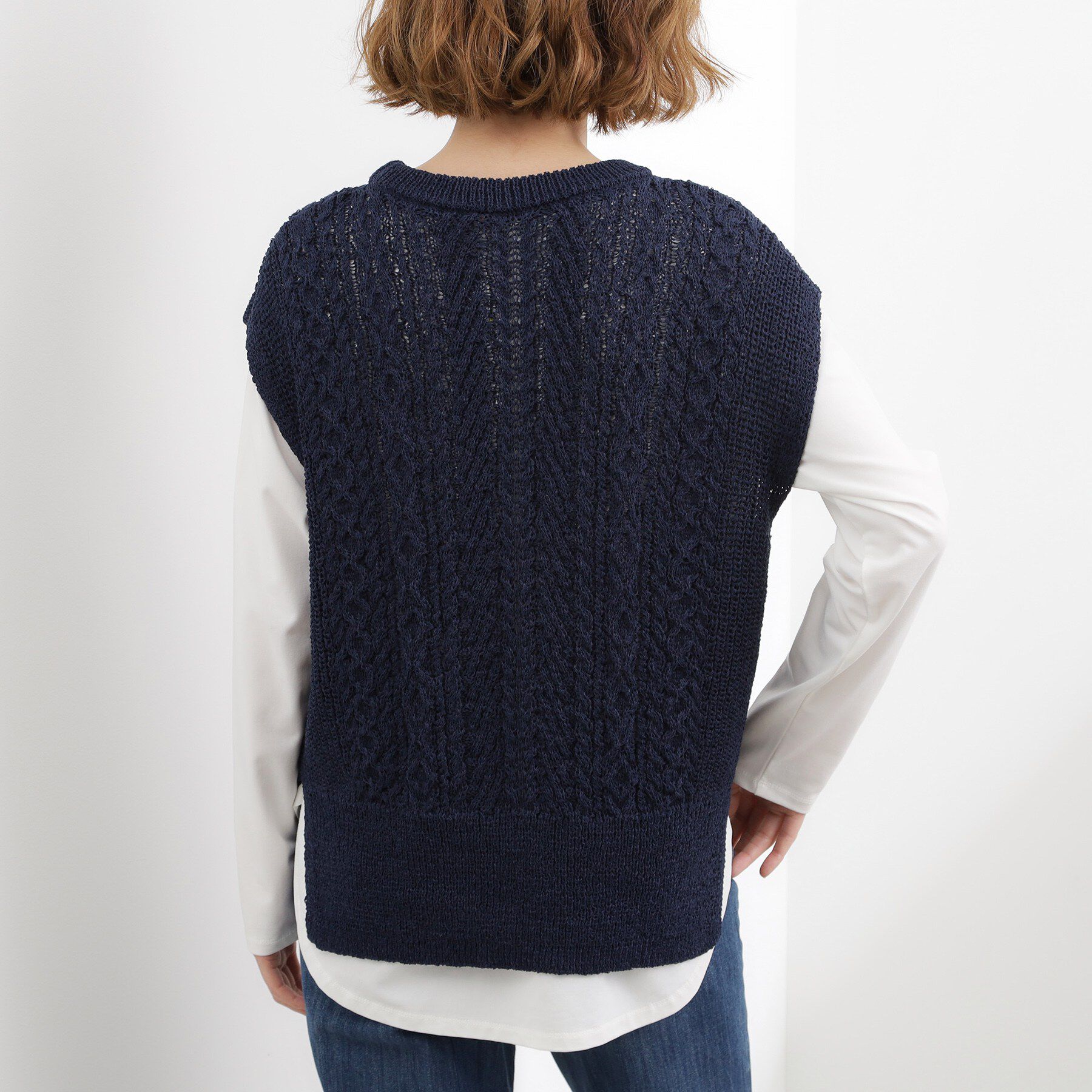 grove「リリヤーンケーブル ニットベスト」|ニット・セーター|