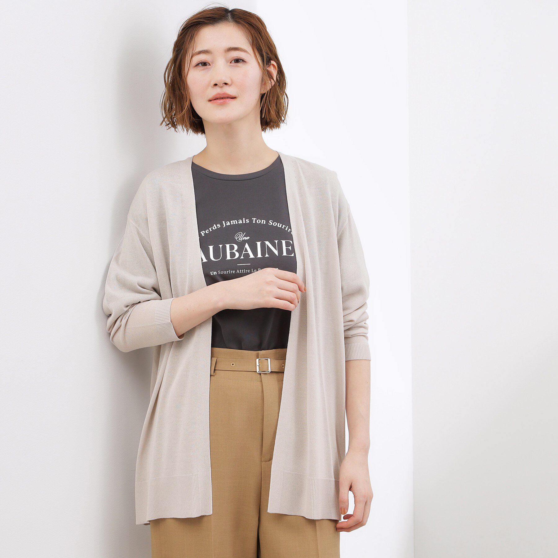 grove「【接触冷感／UVカットetc】ベーシックロングカーディガン」|カーディガン|グレージュ(050)