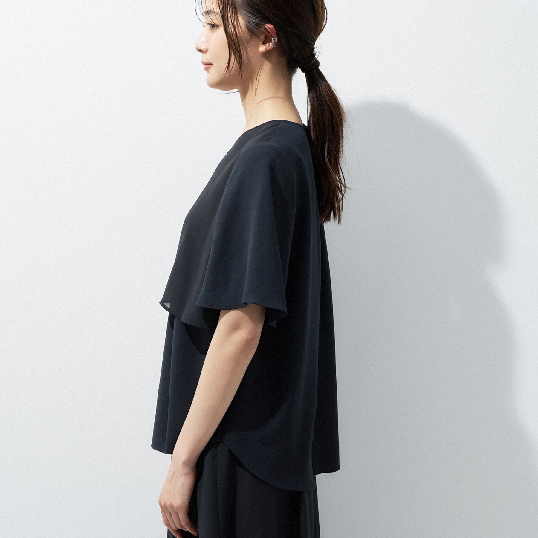 INDIVI「【着る日傘】シフォンドッキングブラウス」|シャツ・ブラウス|