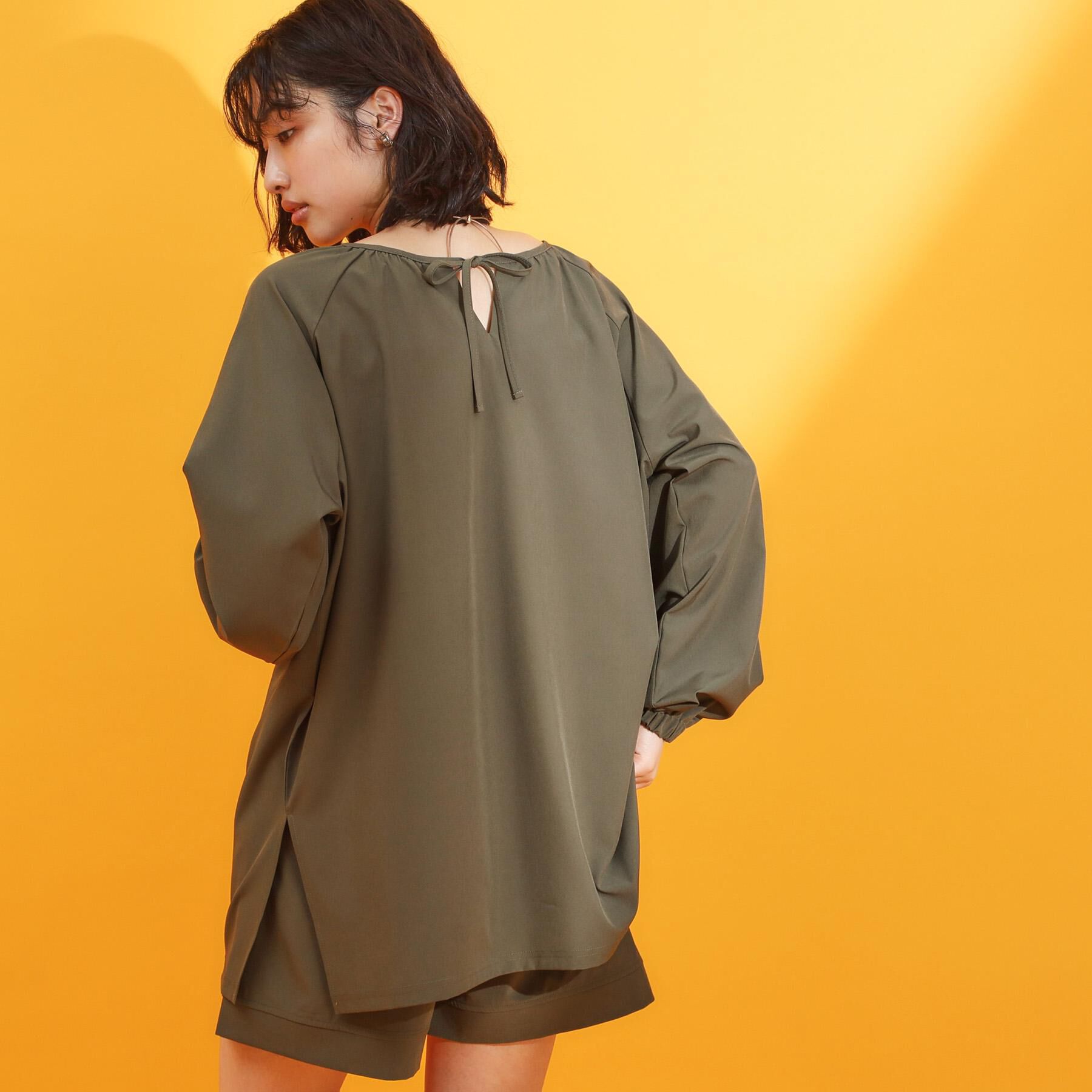 THE SHOP TK「【mizugiwa/ラッシュガード】ギャザーチュニック/前後2WAY/セットアップ可/接触冷感/UV」|シャツ・ブラウス|