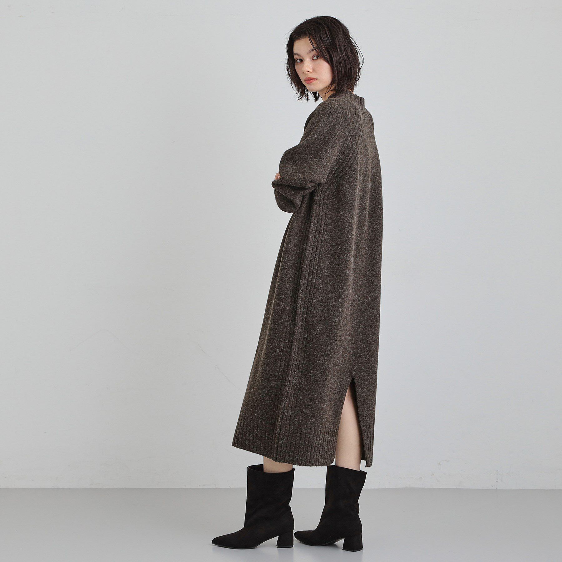 THE SHOP TK「ウール混杢調ハイネックワンピース」|ワンピース|
