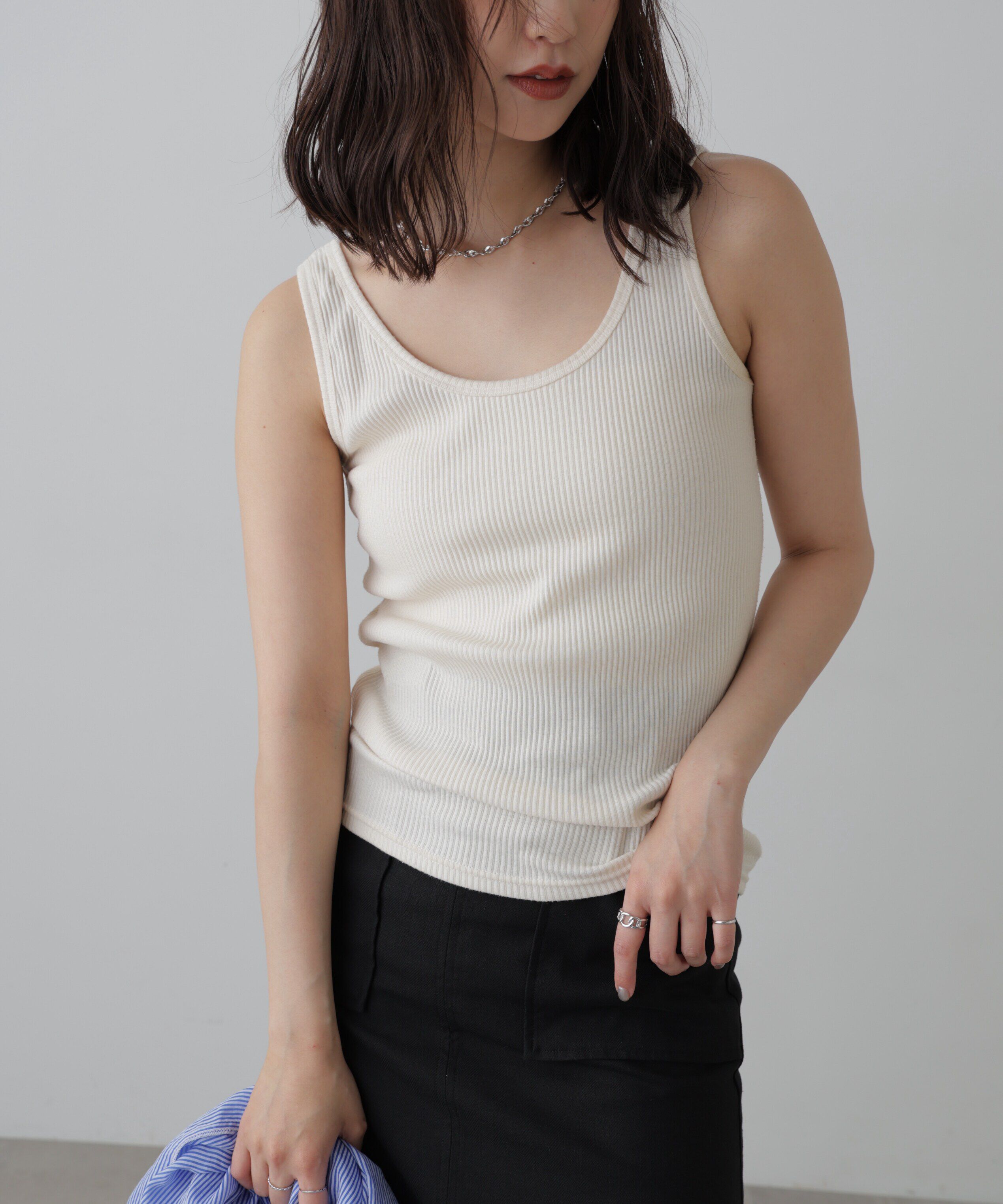  「テレコタンク」|Tシャツ・カットソー|ホワイト