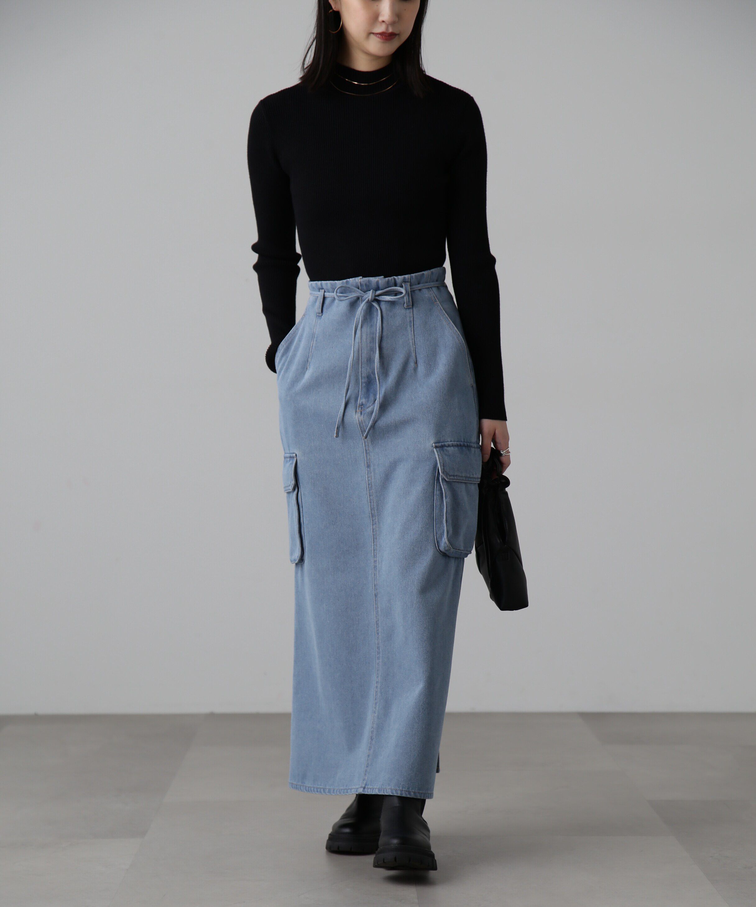  「ハイネックショート丈リブニット」|ニット・セーター|