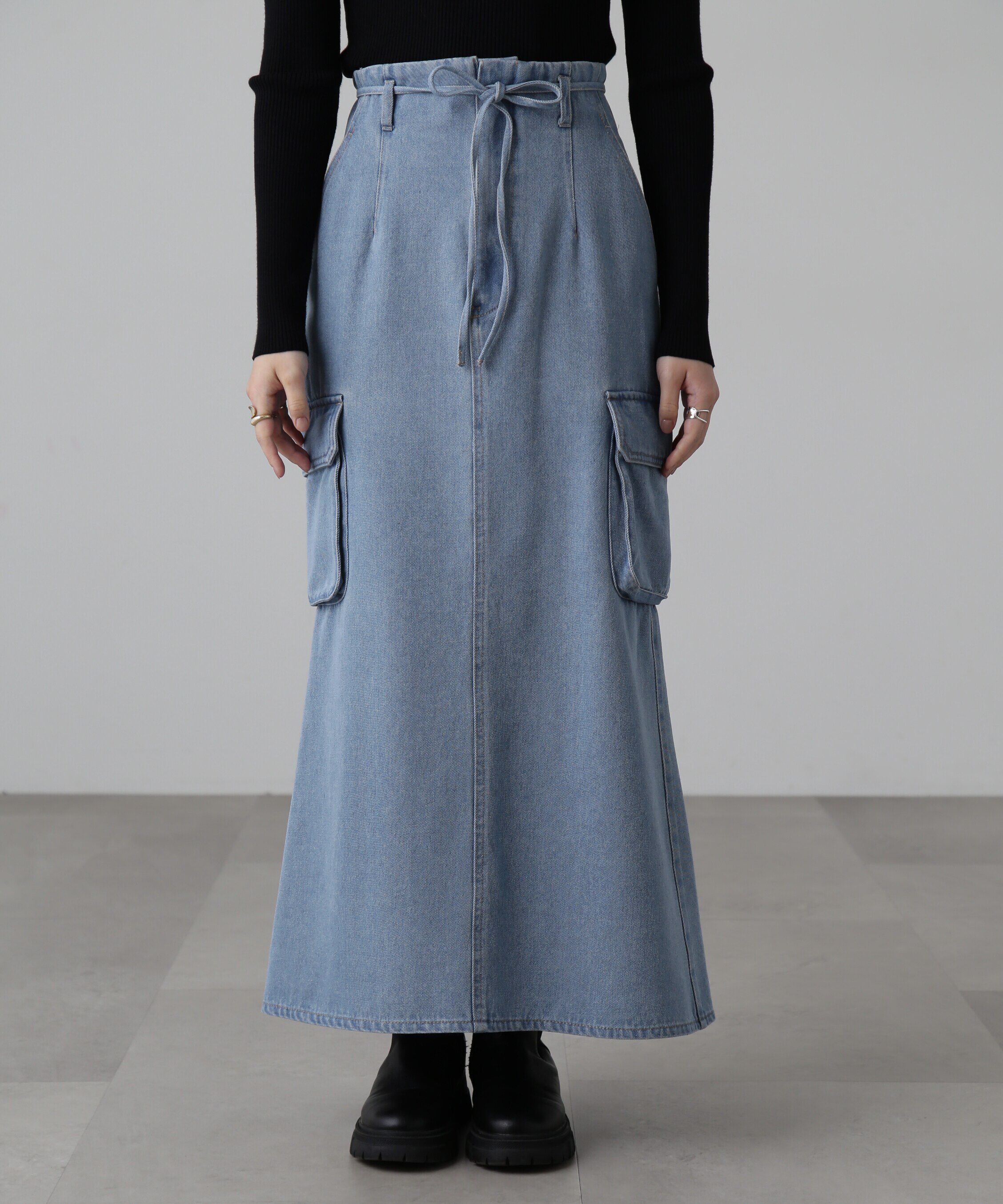  「[低身長サイズ/Sシリーズ]カーゴデニムナロースカート」|スカート|