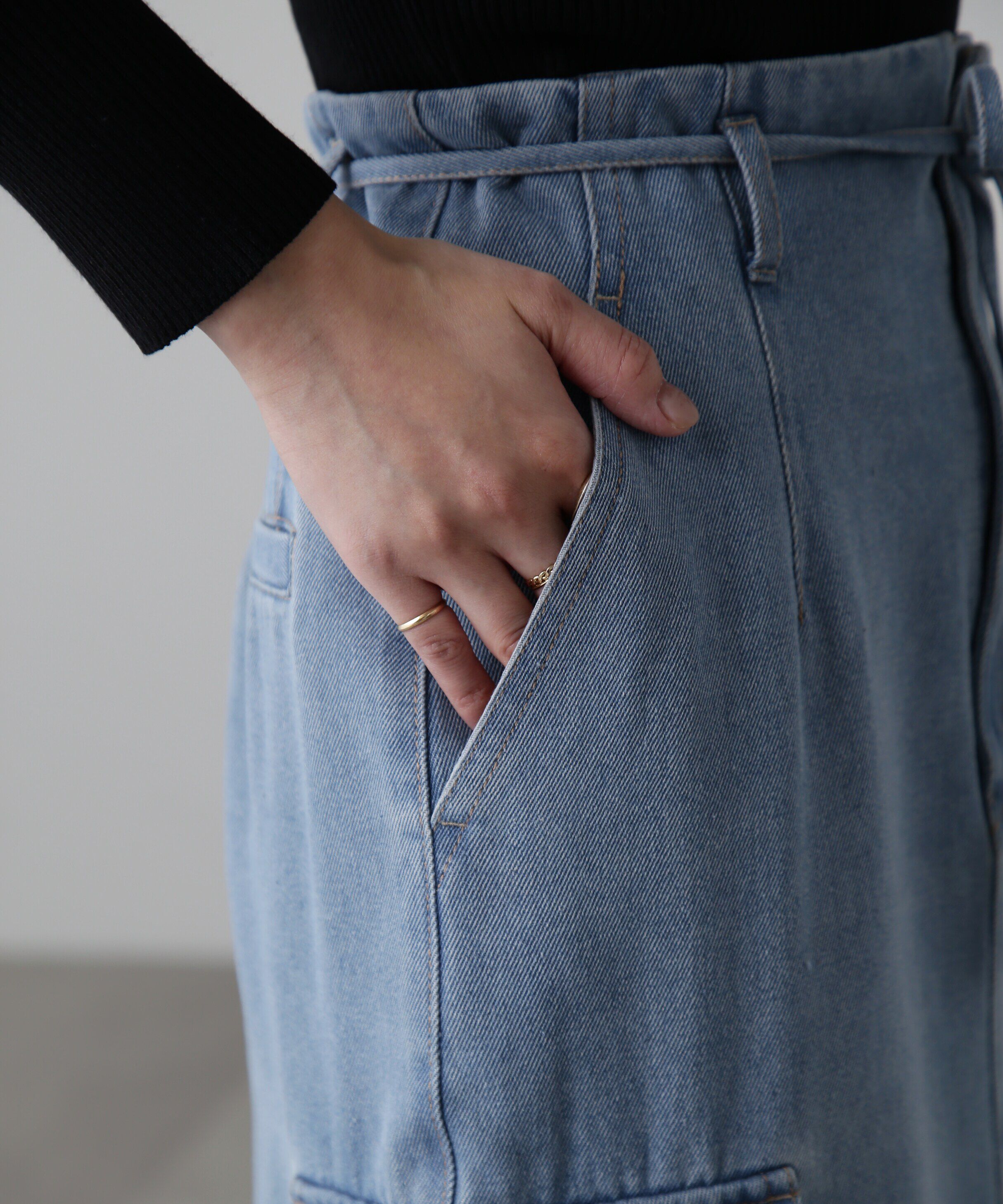  「[低身長サイズ/Sシリーズ]カーゴデニムナロースカート」|スカート|