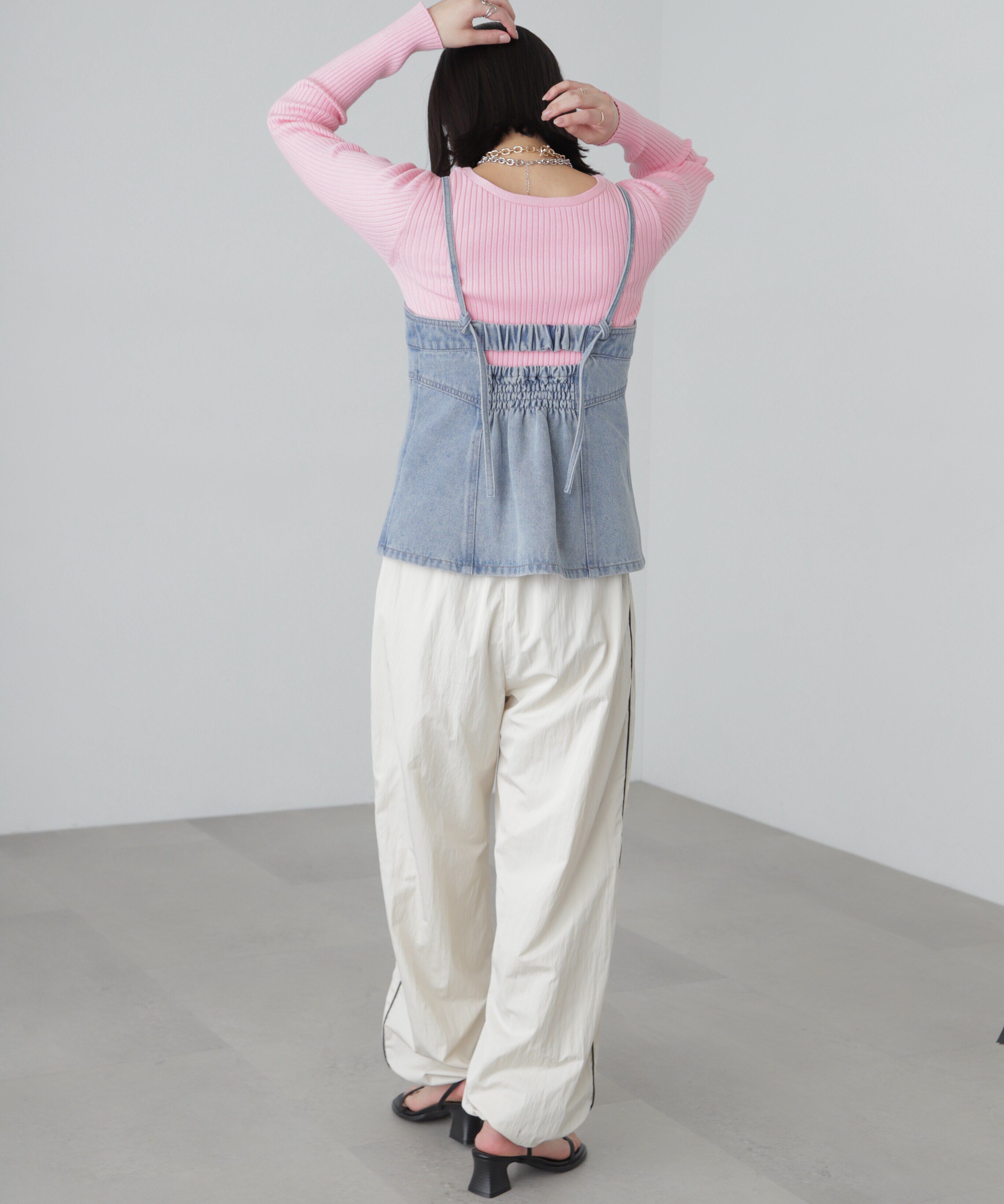  「フロントジップデニムキャミビスチェ」|シャツ・ブラウス|