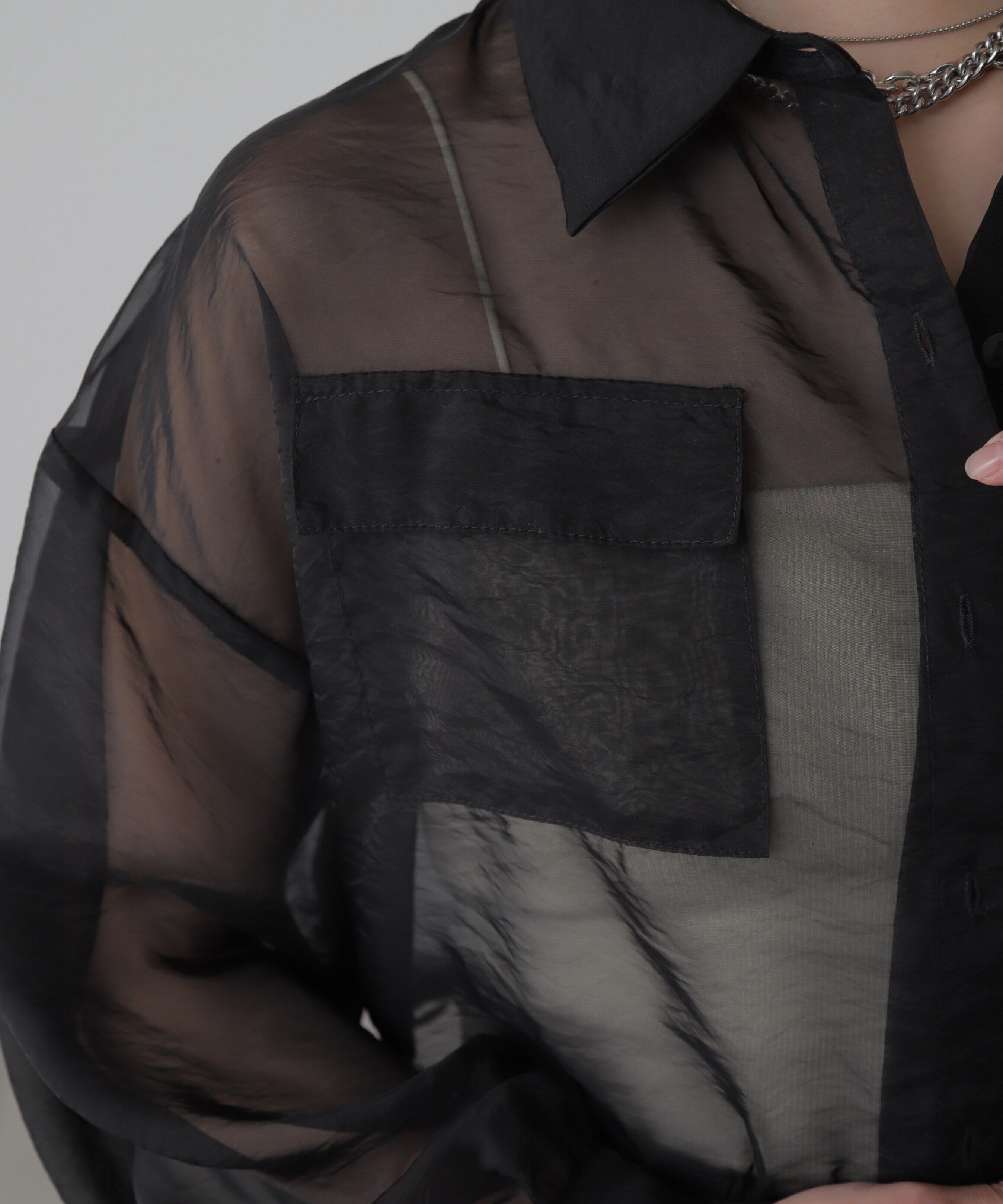  「裾ドロストショート丈シアーシャツ」|シャツ・ブラウス|