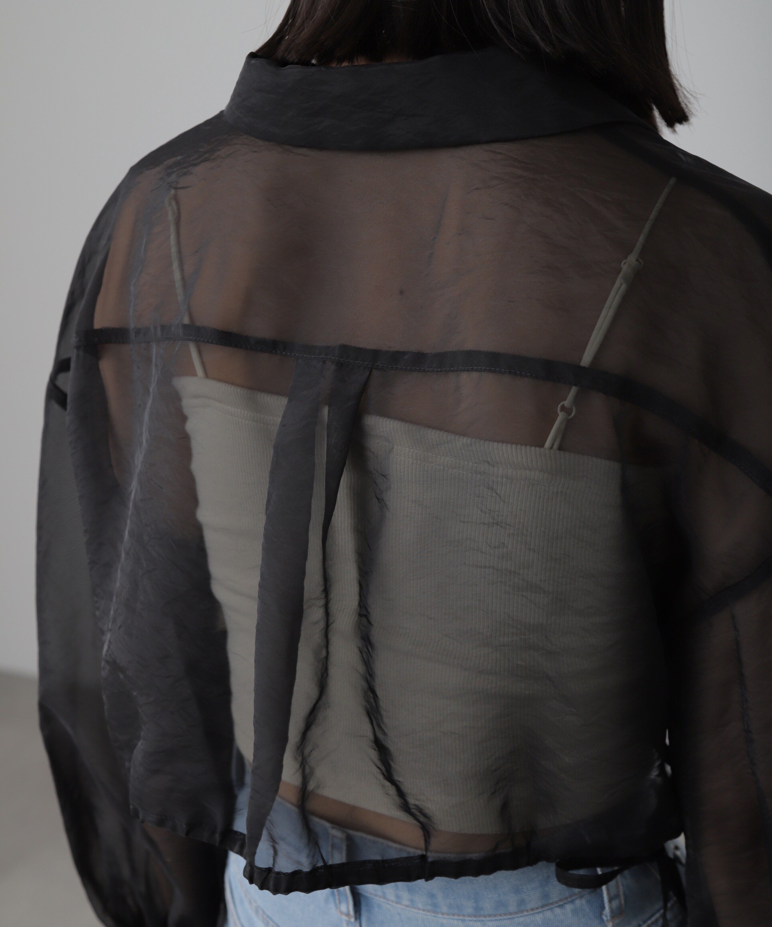  「裾ドロストショート丈シアーシャツ」|シャツ・ブラウス|