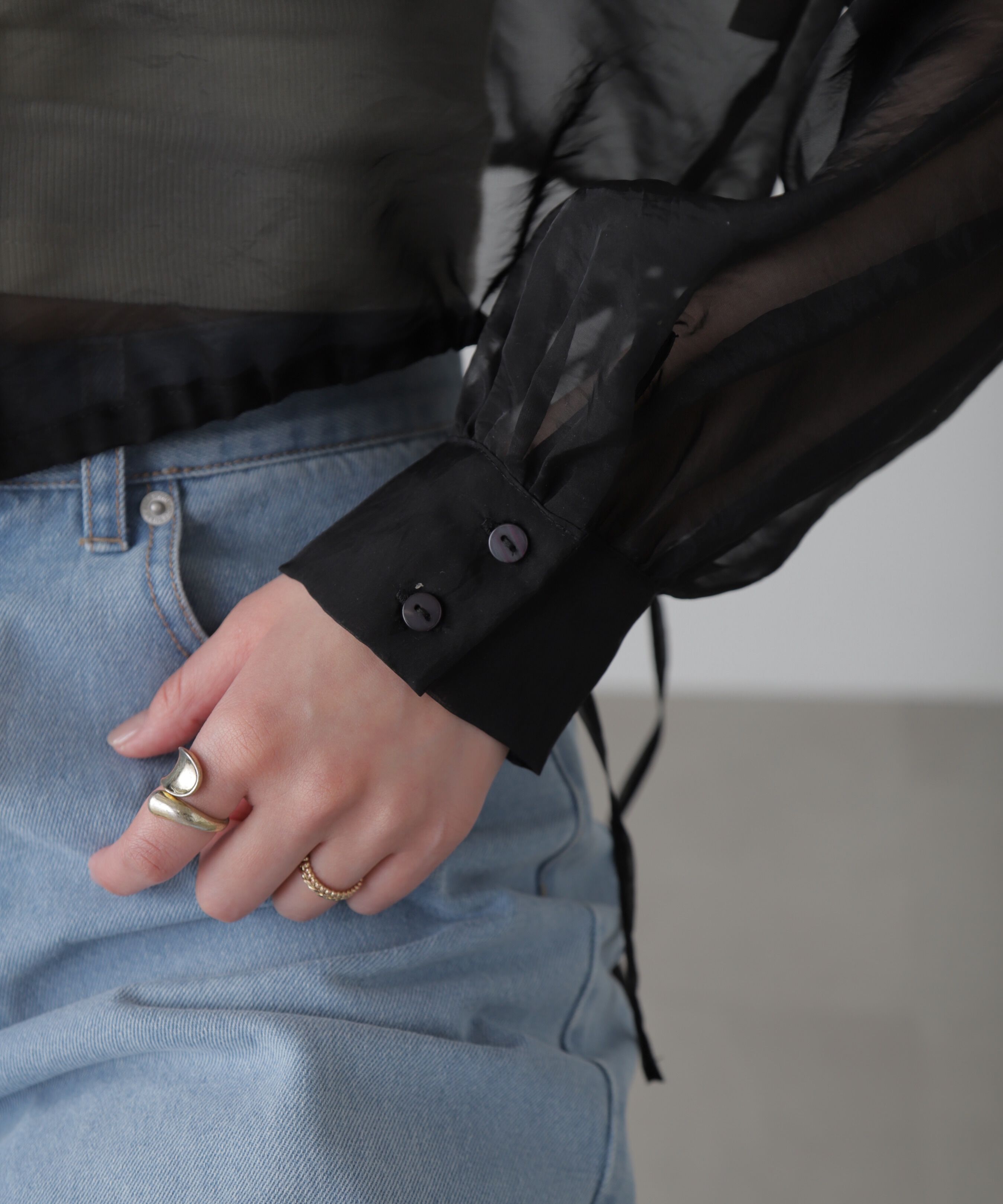  「裾ドロストショート丈シアーシャツ」|シャツ・ブラウス|