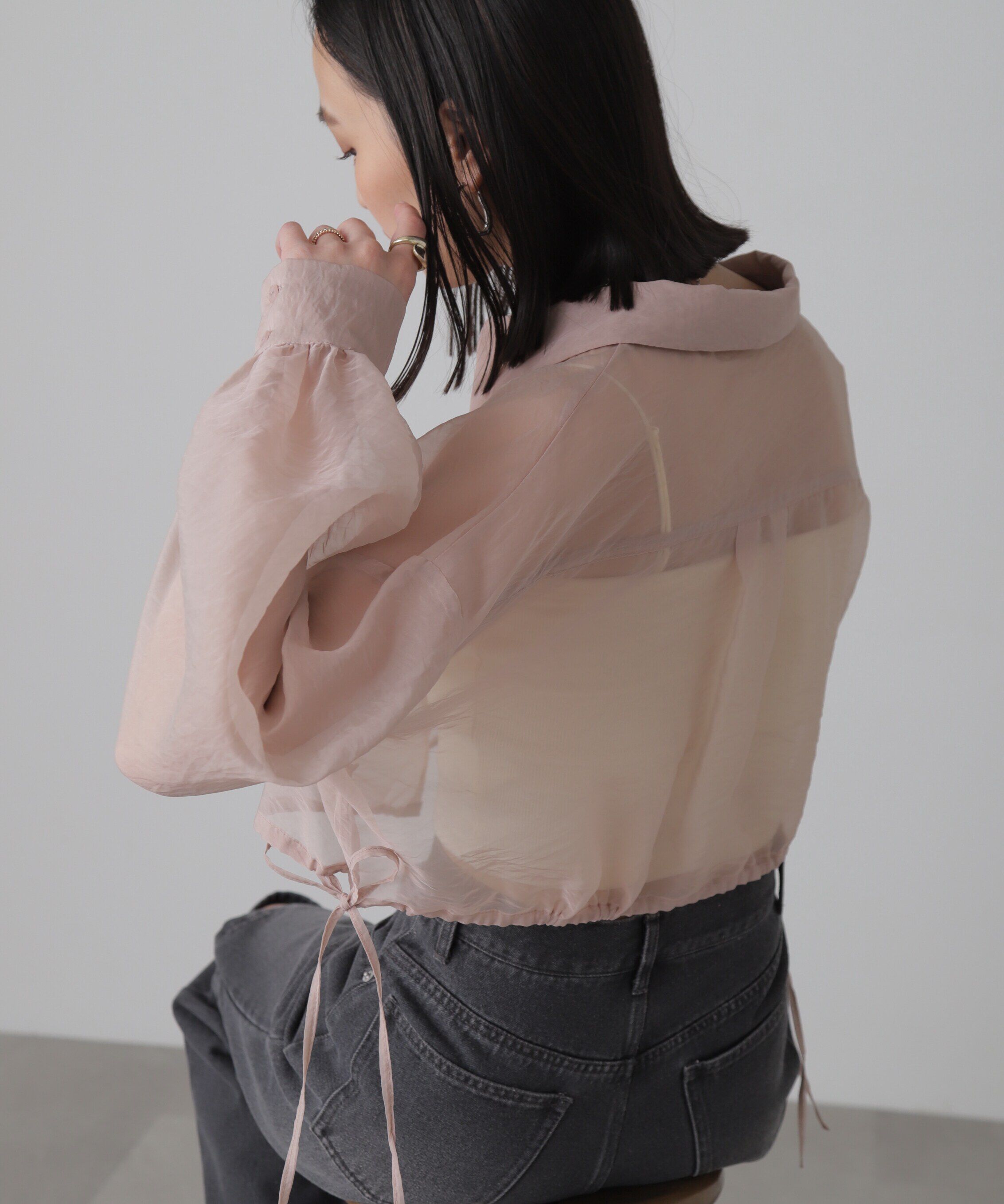  「裾ドロストショート丈シアーシャツ」|シャツ・ブラウス|