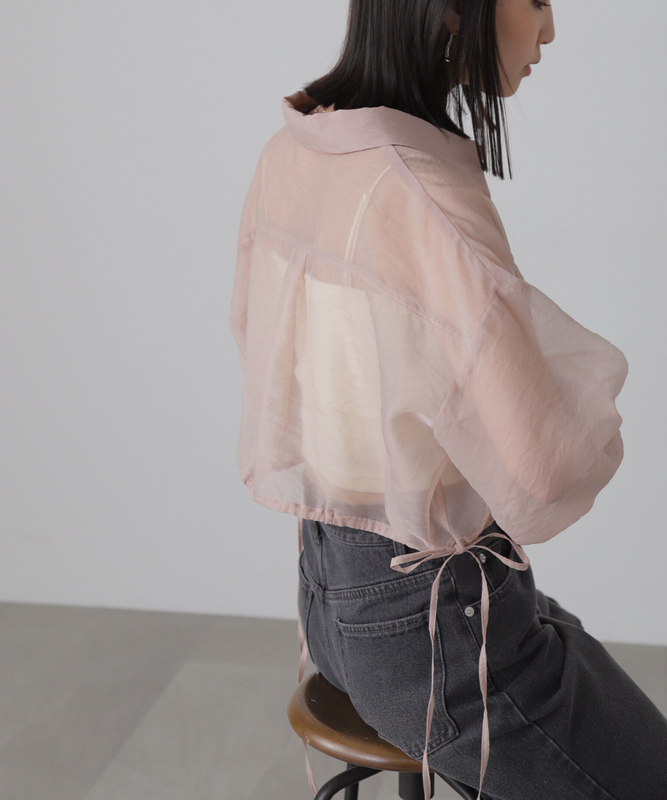  「裾ドロストショート丈シアーシャツ」|シャツ・ブラウス|