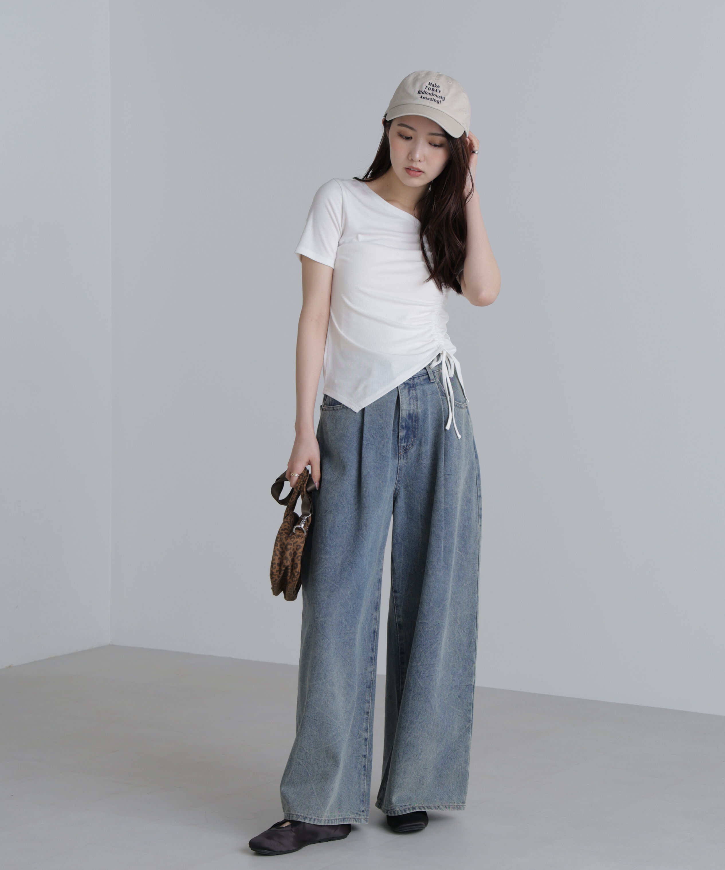  「ワンショルシャーリング半袖カットソー」|Tシャツ・カットソー|