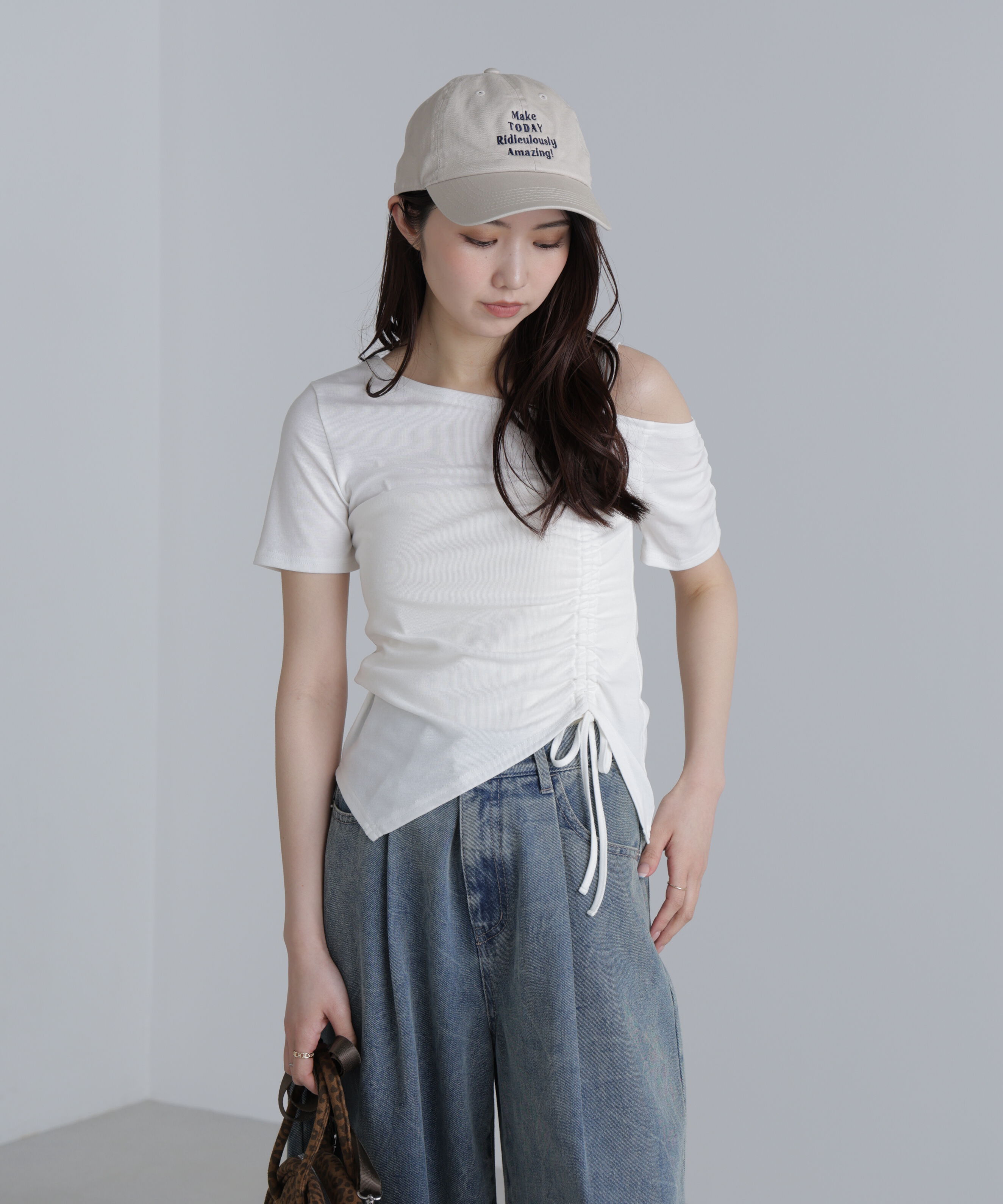  「ワンショルシャーリング半袖カットソー」|Tシャツ・カットソー|