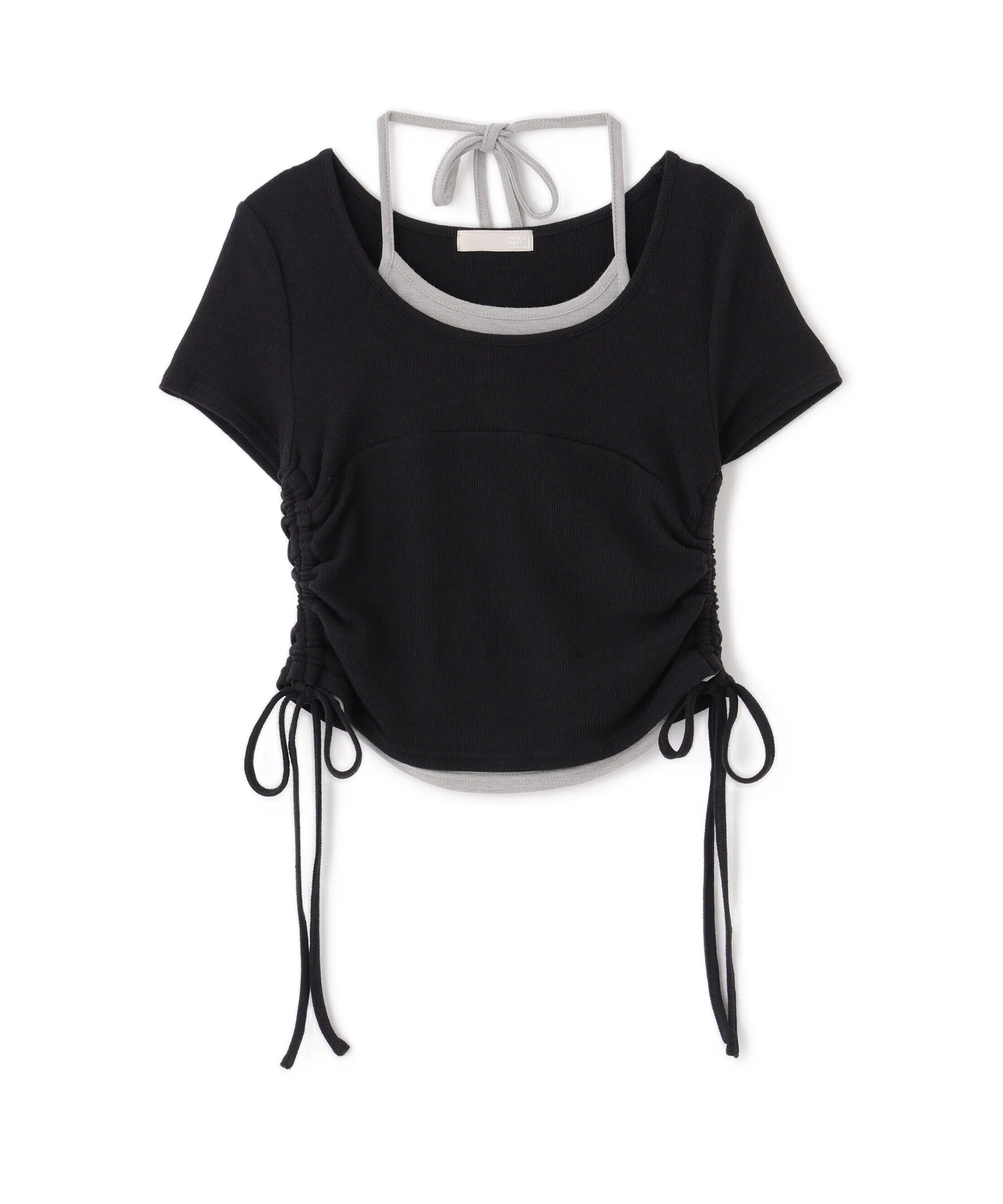  「ホルターネックレイヤードサイドドロスト半袖カットソー」|Tシャツ・カットソー|