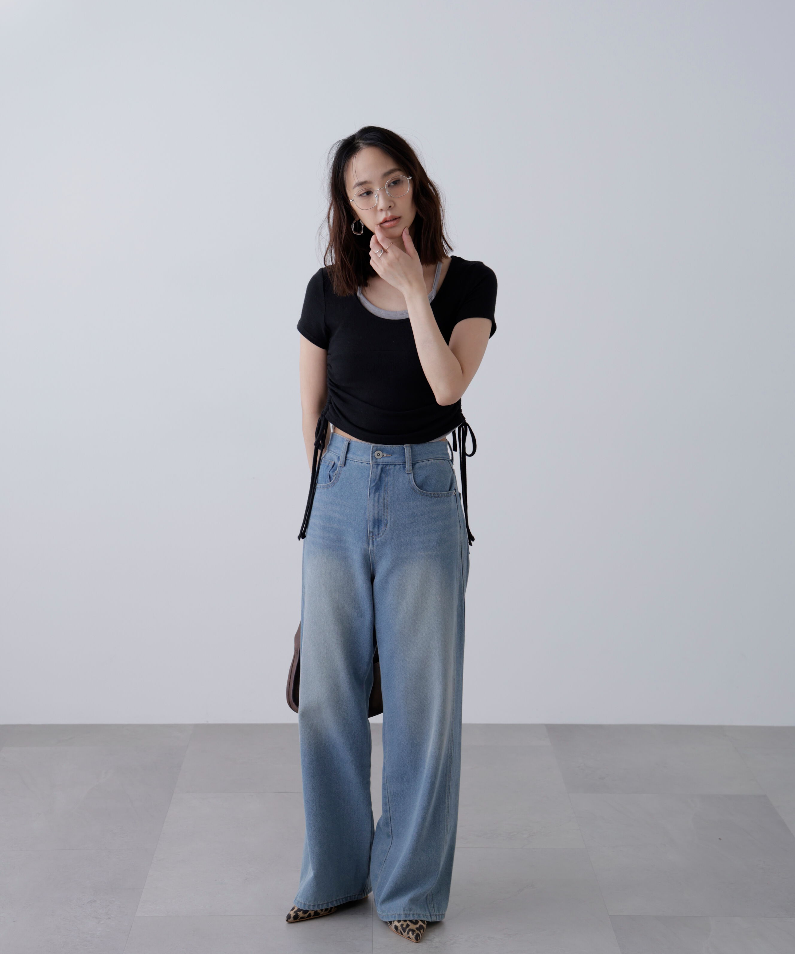  「ホルターネックレイヤードサイドドロスト半袖カットソー」|Tシャツ・カットソー|