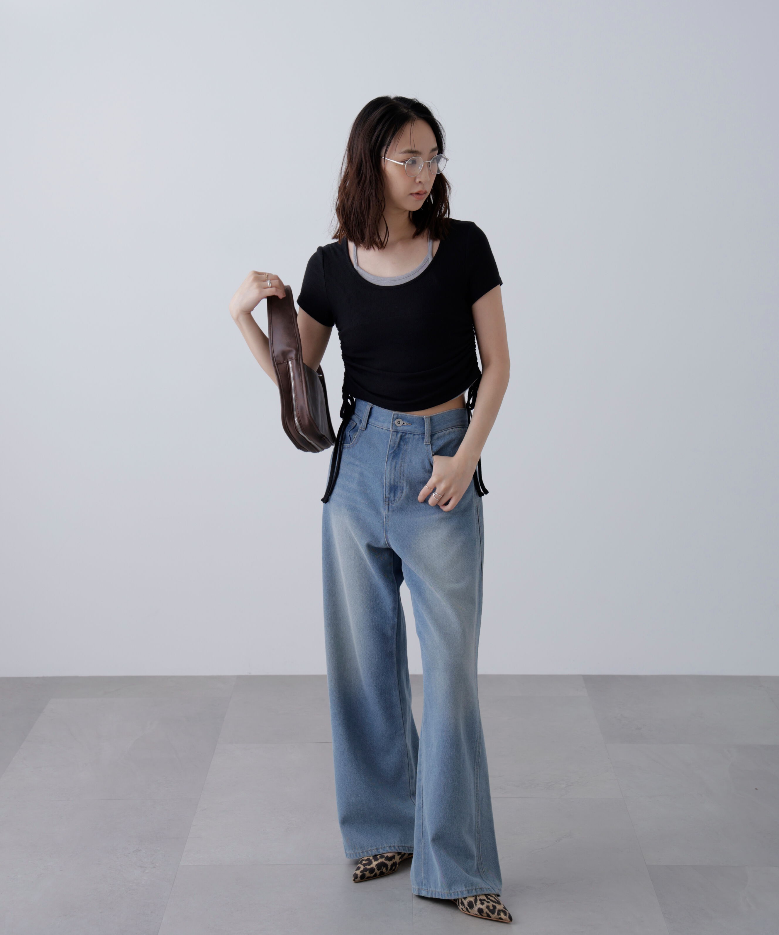  「ホルターネックレイヤードサイドドロスト半袖カットソー」|Tシャツ・カットソー|