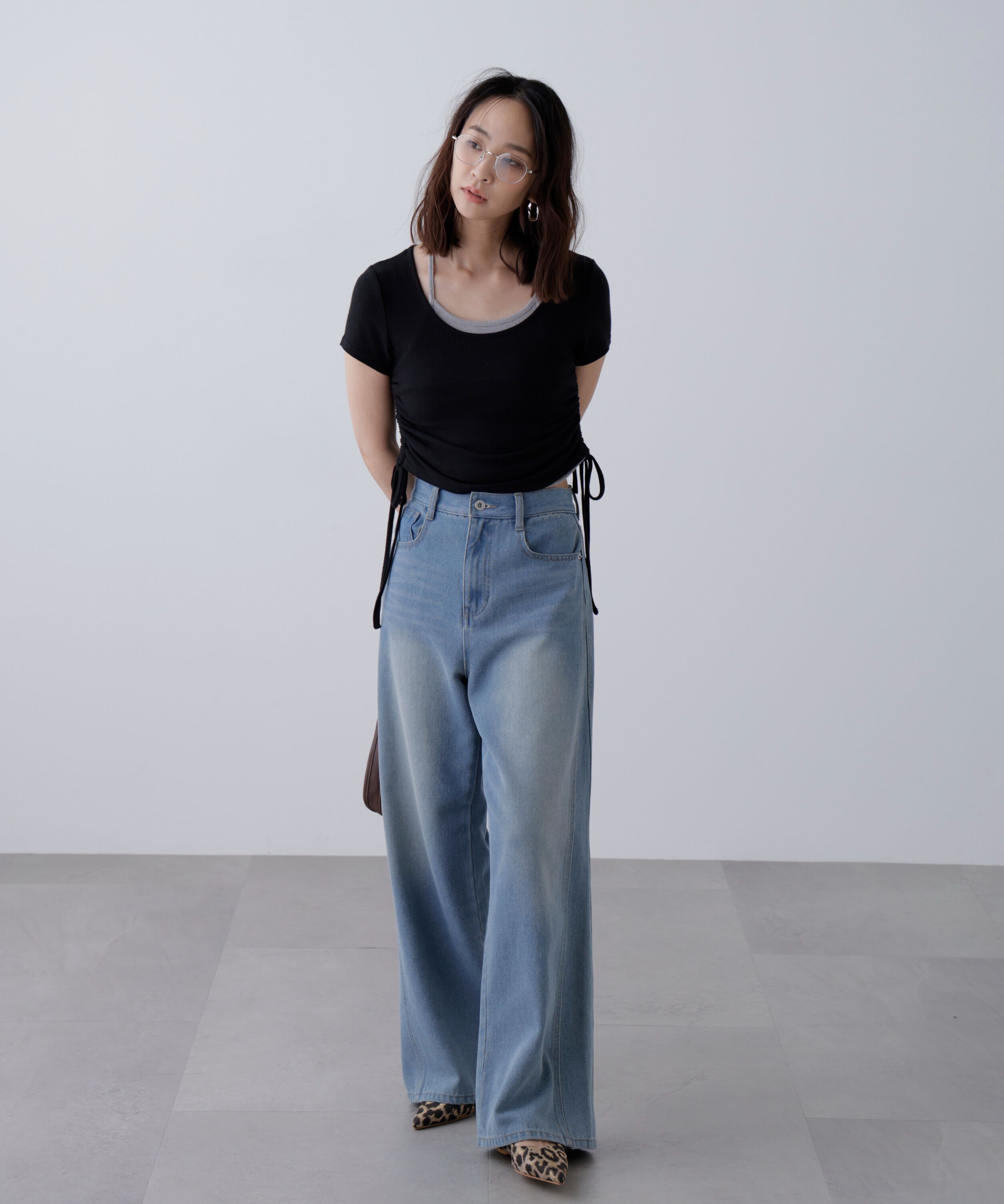  「ホルターネックレイヤードサイドドロスト半袖カットソー」|Tシャツ・カットソー|